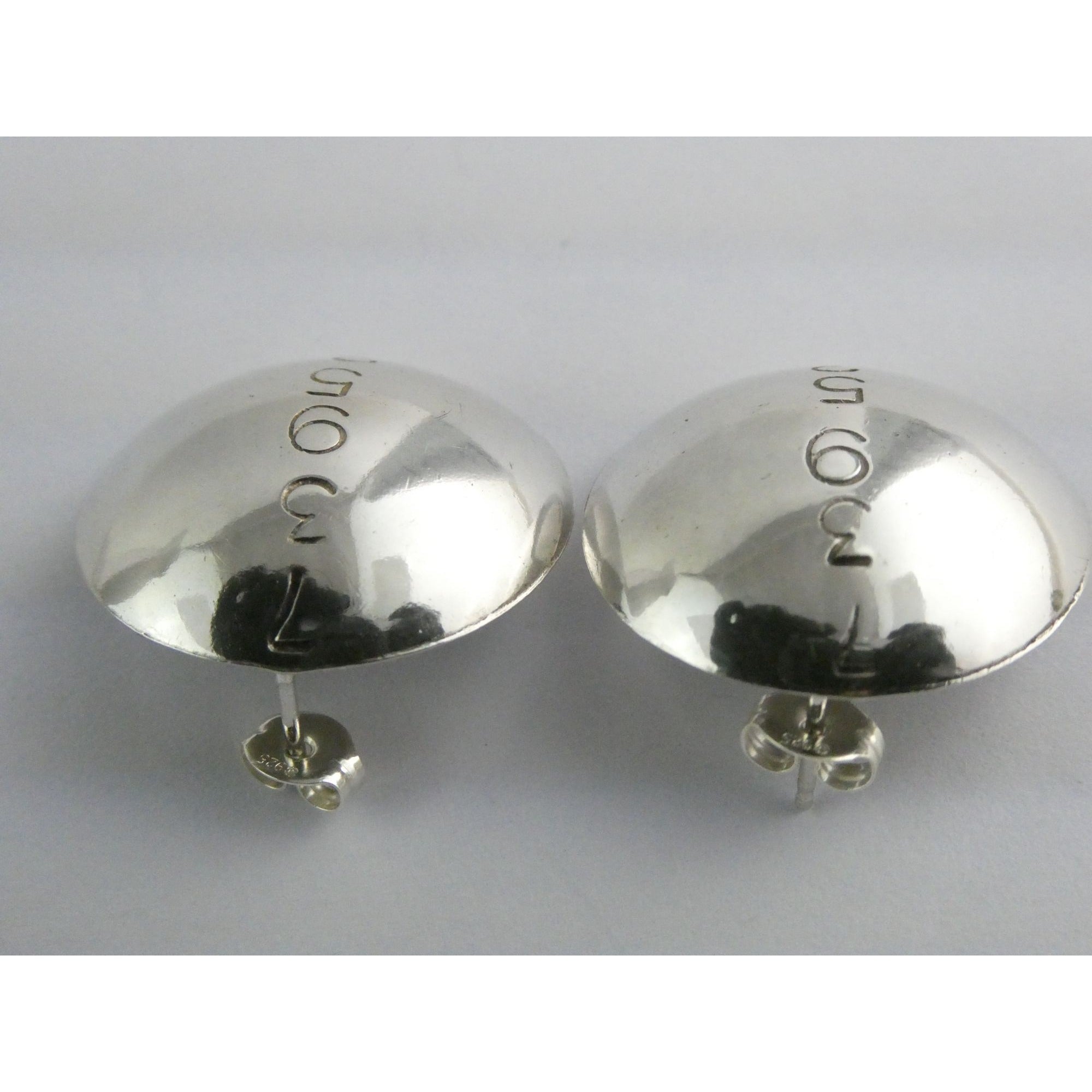 Artisan Signed B Mayeh 73952 Sterling Silver Round Stud Earrings 6.8g 23.59mm