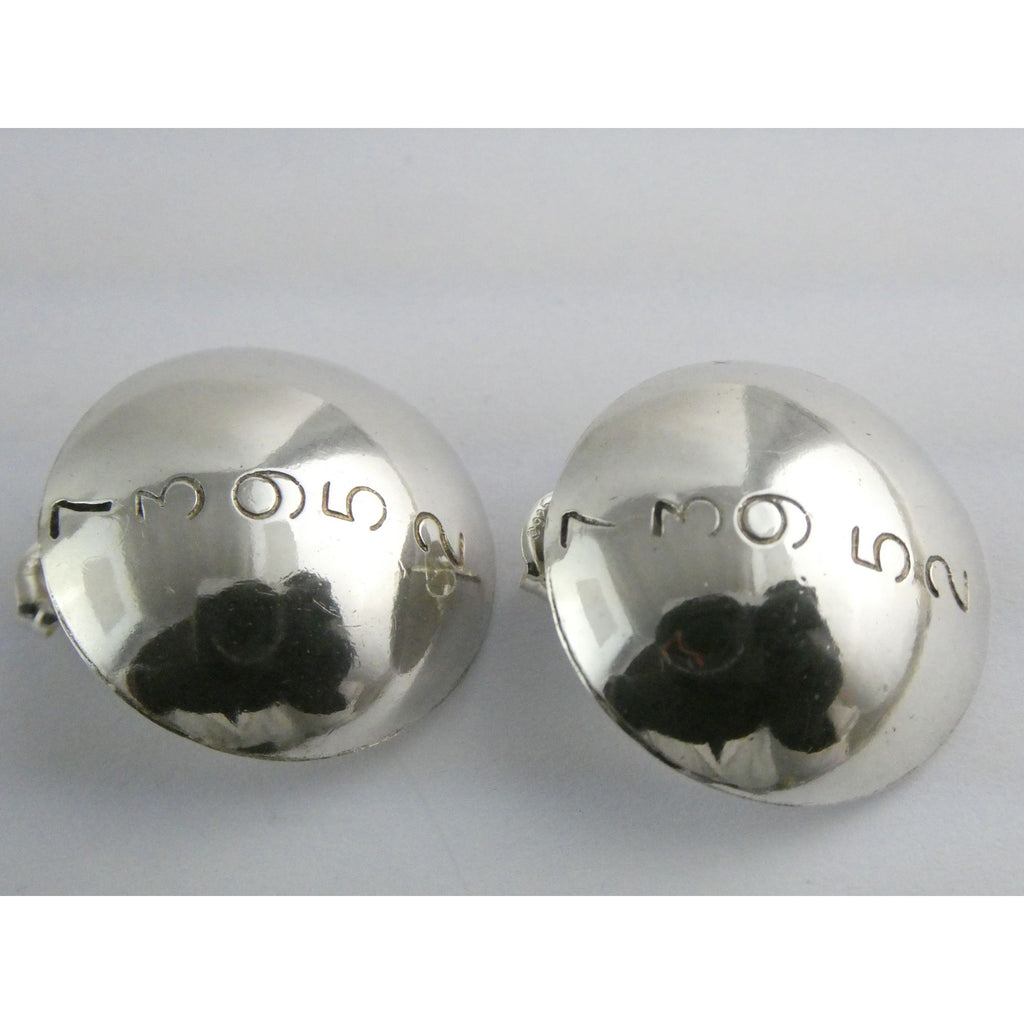 Artisan Signed B Mayeh 73952 Sterling Silver Round Stud Earrings 6.8g 23.59mm