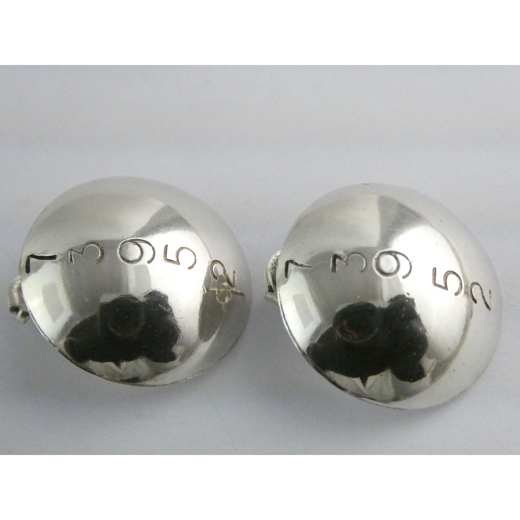 Artisan Signed B Mayeh 73952 Sterling Silver Round Stud Earrings 6.8g 23.59mm