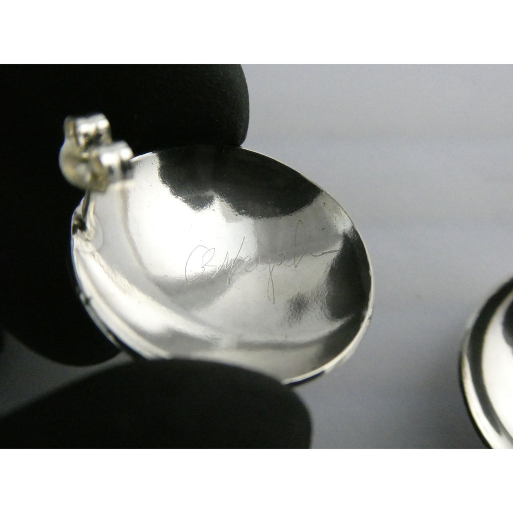 Artisan Signed B Mayeh 73952 Sterling Silver Round Stud Earrings 6.8g 23.59mm