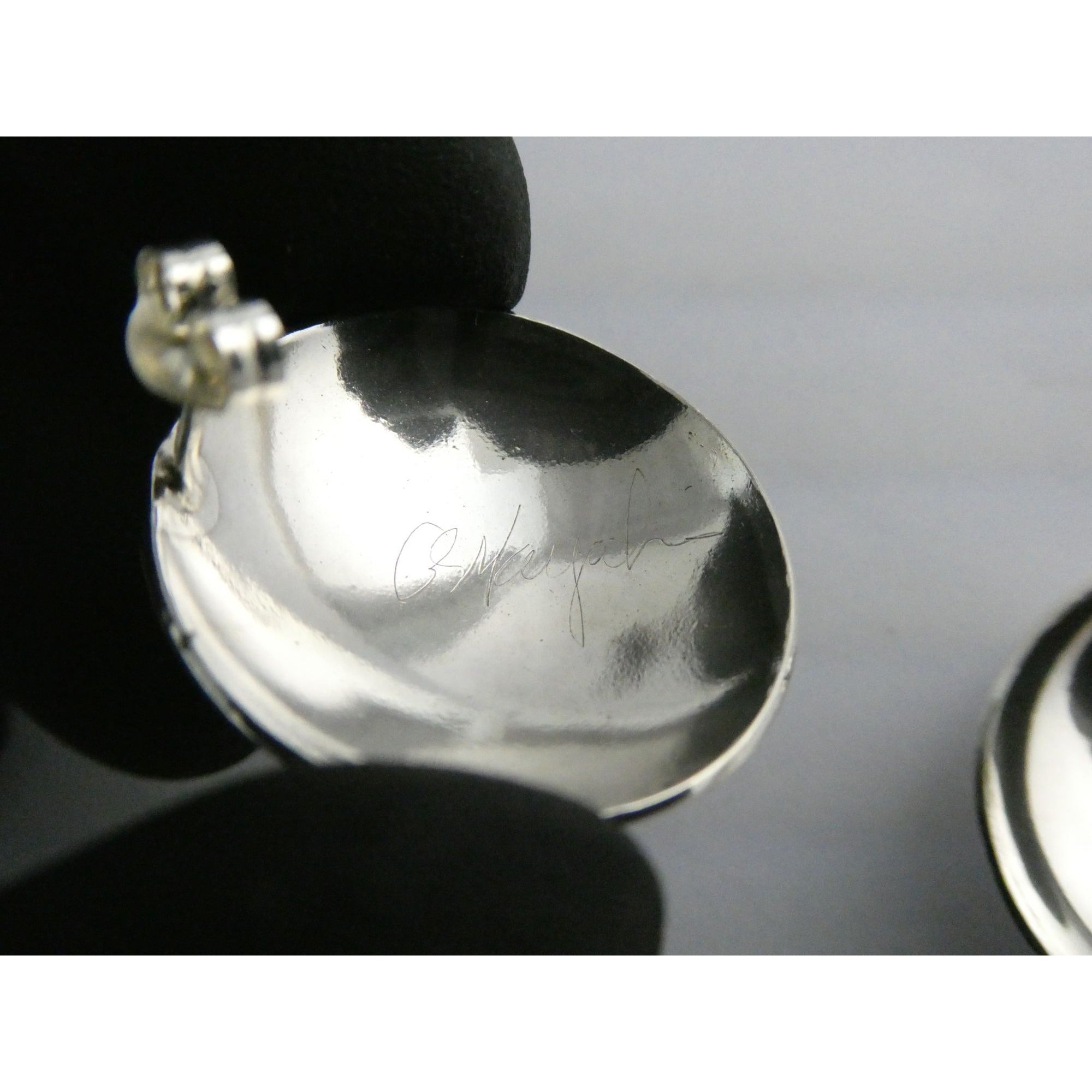 Artisan Signed B Mayeh 73952 Sterling Silver Round Stud Earrings 6.8g 23.59mm