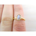 Gilt Sterling Silver Labradorite Oval Cabochon Ring Size 5.5 Weighs 1.4g