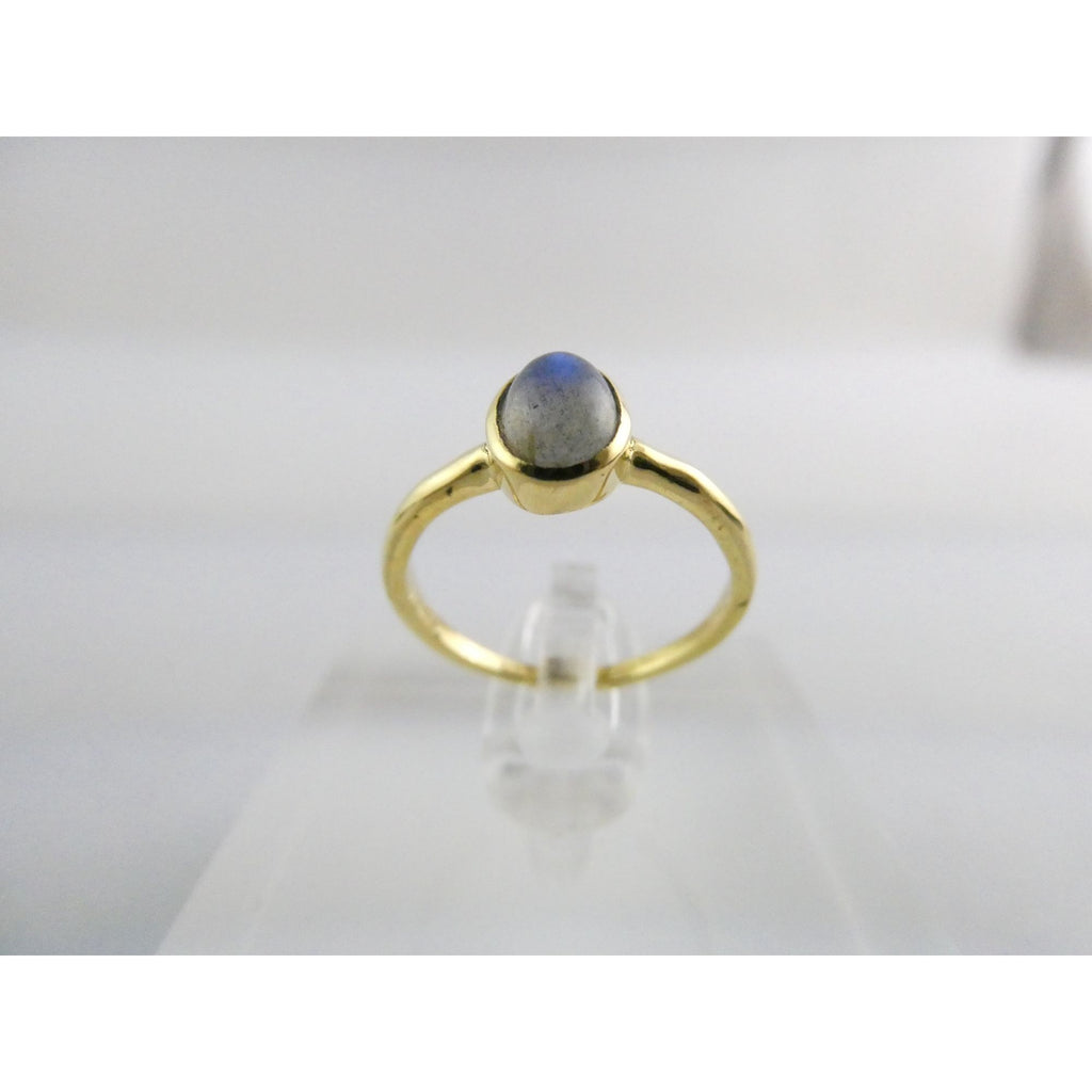Gilt Sterling Silver Labradorite Oval Cabochon Ring Size 5.5 Weighs 1.4g