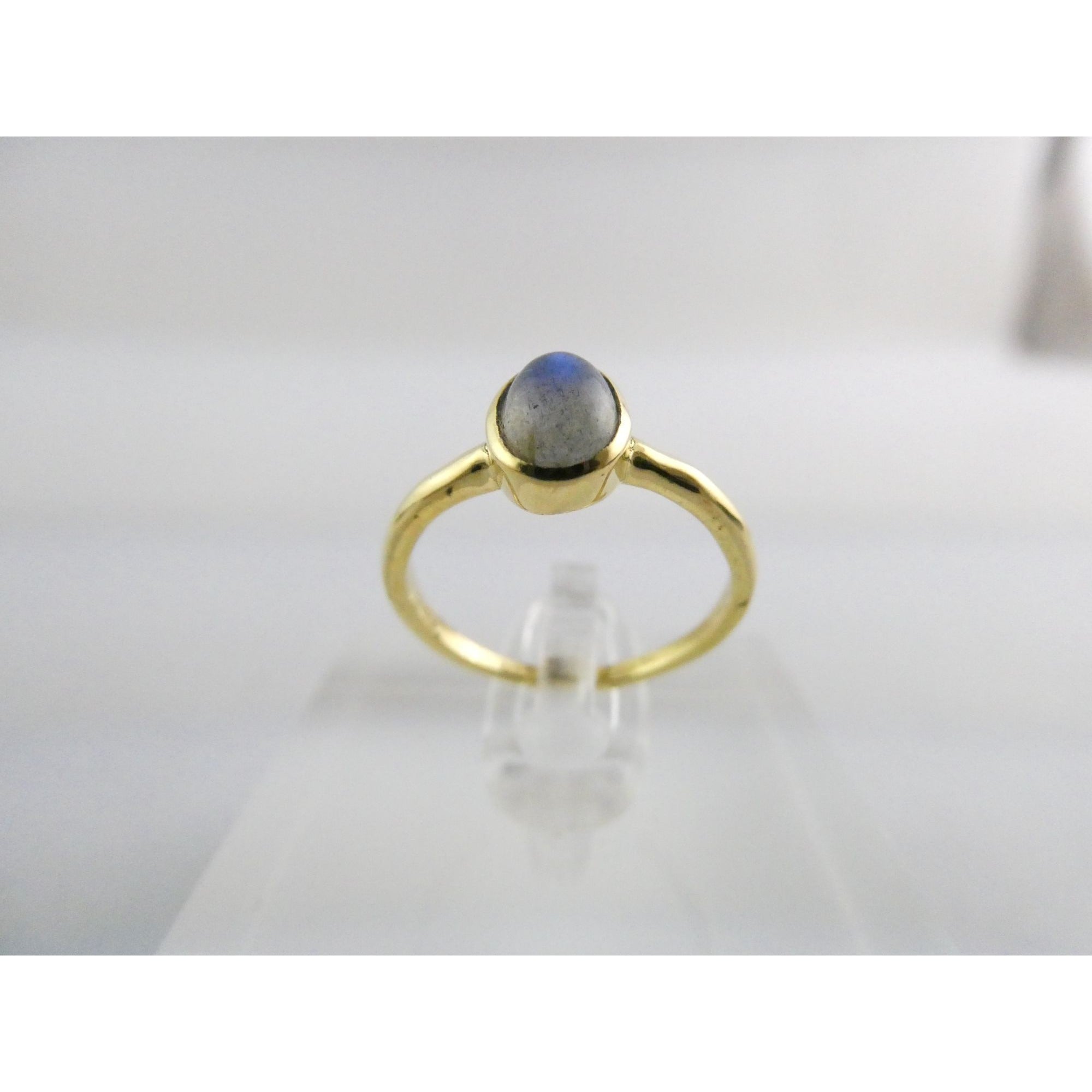 Gilt Sterling Silver Labradorite Oval Cabochon Ring Size 5.5 Weighs 1.4g