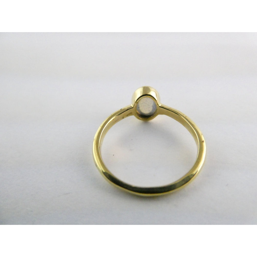 Gilt Sterling Silver Labradorite Oval Cabochon Ring Size 5.5 Weighs 1.4g