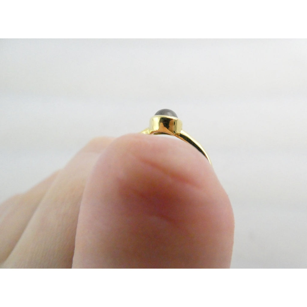 Gilt Sterling Silver Labradorite Oval Cabochon Ring Size 5.5 Weighs 1.4g