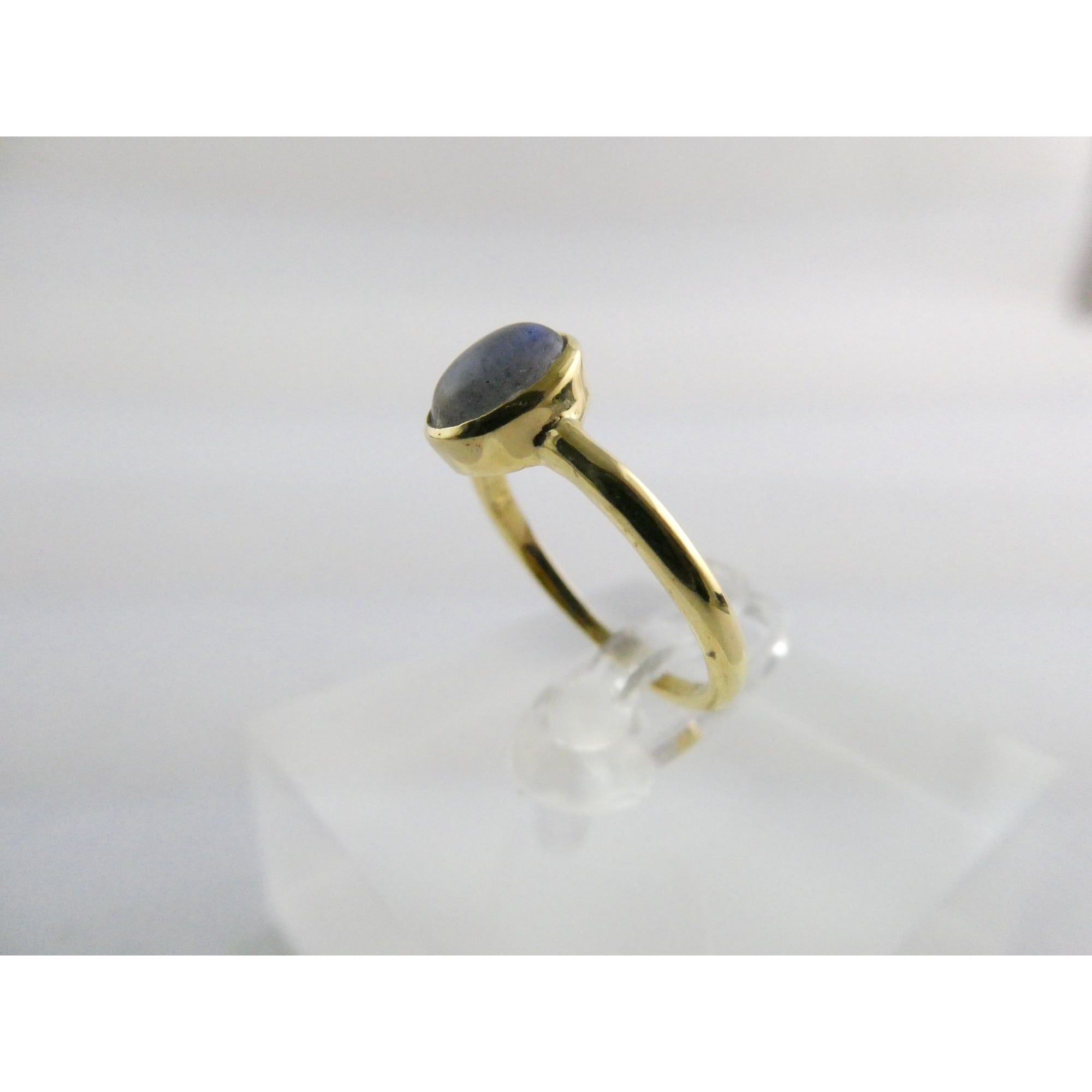 Gilt Sterling Silver Labradorite Oval Cabochon Ring Size 5.5 Weighs 1.4g