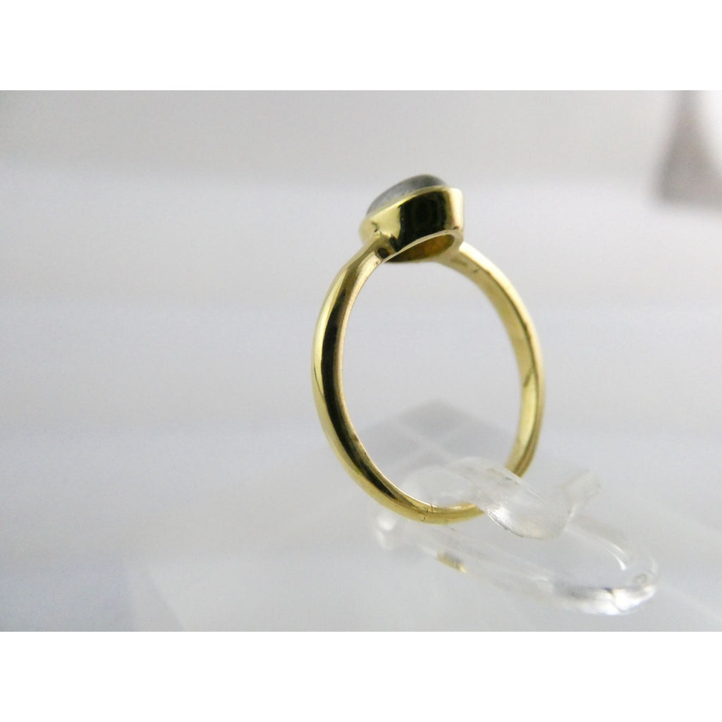Gilt Sterling Silver Labradorite Oval Cabochon Ring Size 5.5 Weighs 1.4g