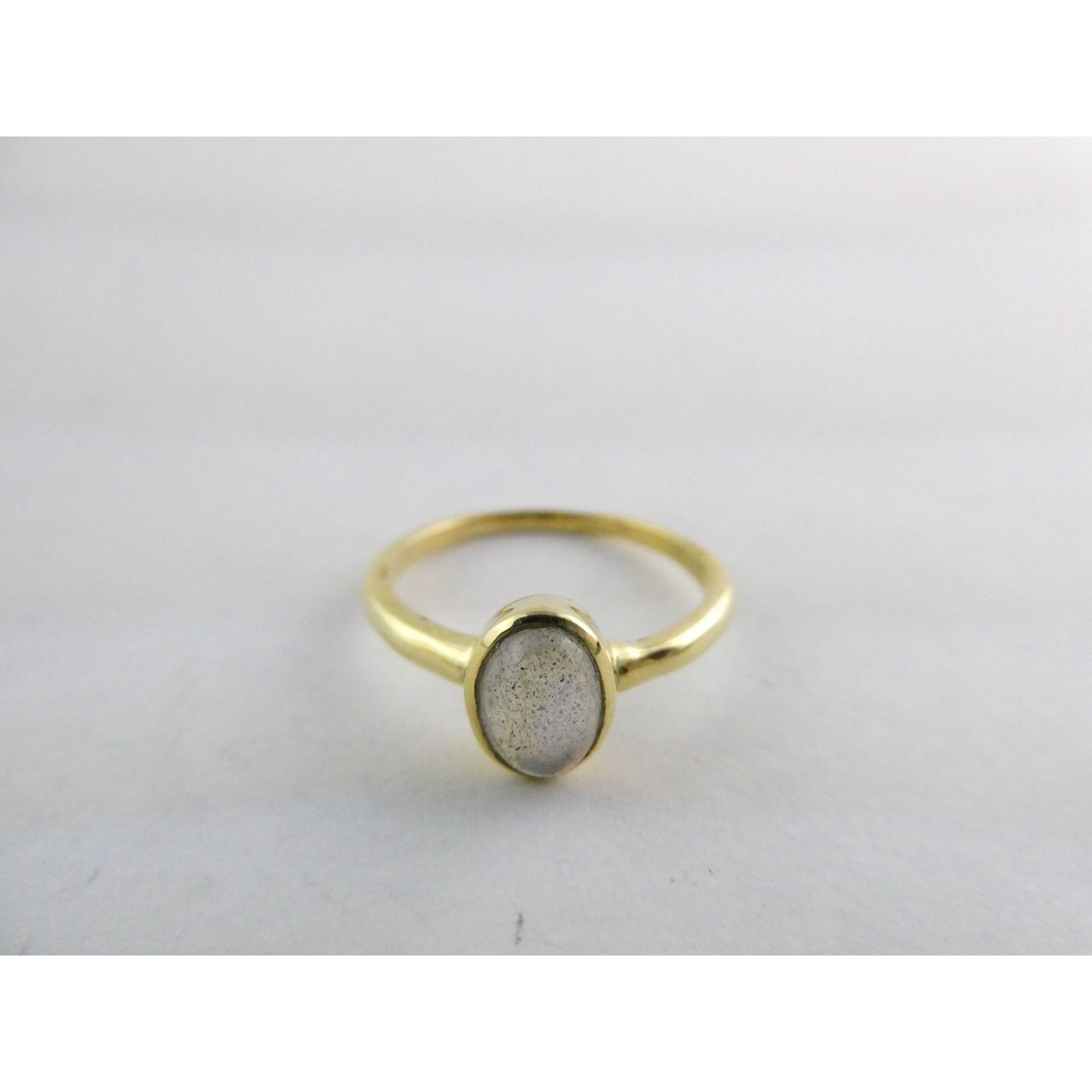 Gilt Sterling Silver Labradorite Oval Cabochon Ring Size 5.5 Weighs 1.4g
