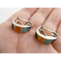 Southwestern Style Sterling Silver Multi Gem Curled Earrings .75 Inch Length 6g