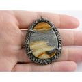Vintage Southwestern Sterling Silver Picture Stone Jasper Handmade Pendant 37g