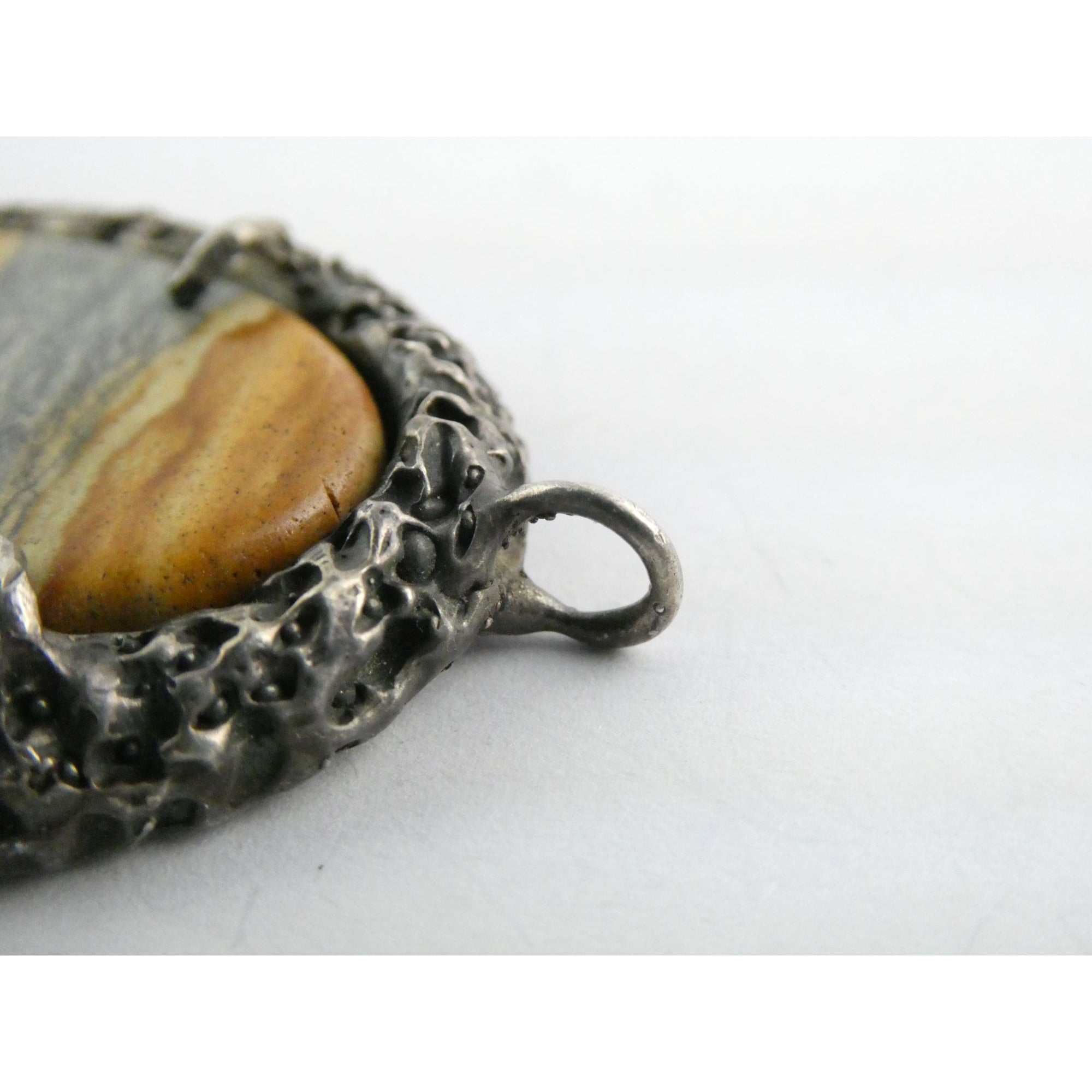 Vintage Southwestern Sterling Silver Picture Stone Jasper Handmade Pendant 37g