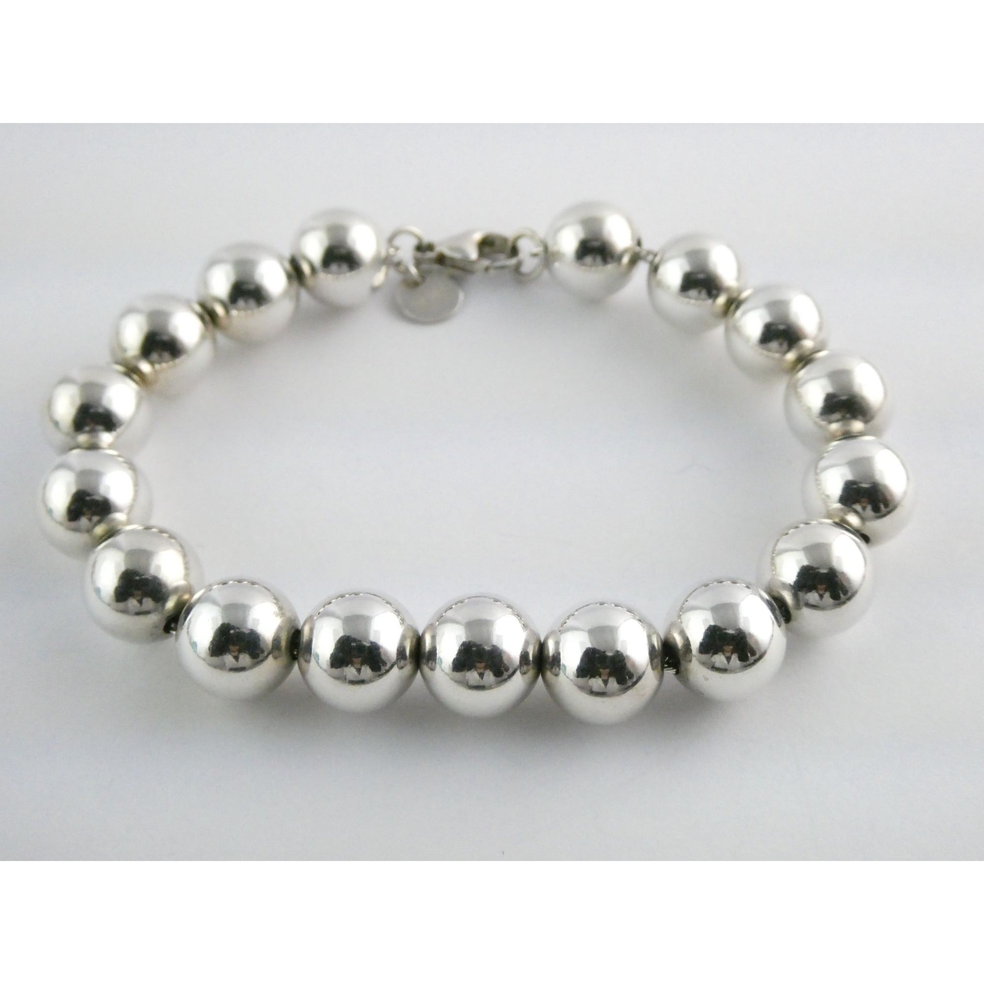 Tiffany and Co Sterling Silver Ball Beaded Bracelet 10mm 17.4g Weight 6.5 Inch
