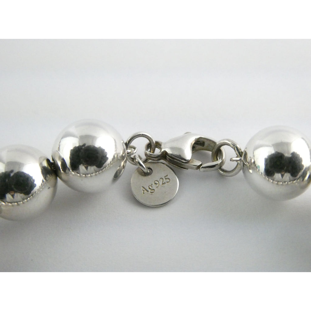 Tiffany and Co Sterling Silver Ball Beaded Bracelet 10mm 17.4g Weight 6.5 Inch