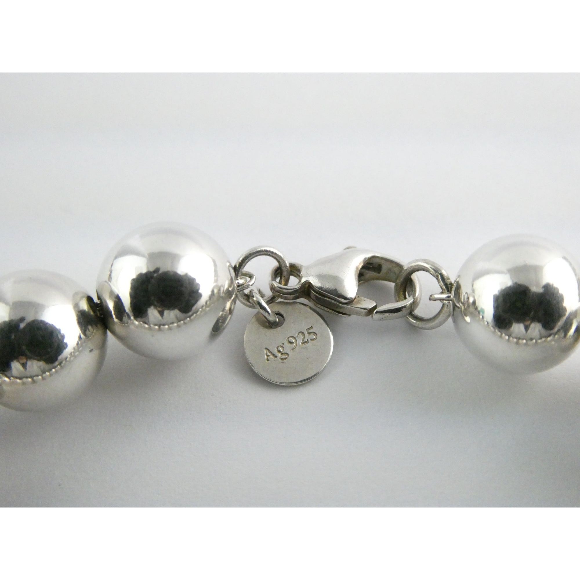Tiffany and Co Sterling Silver Ball Beaded Bracelet 10mm 17.4g Weight 6.5 Inch