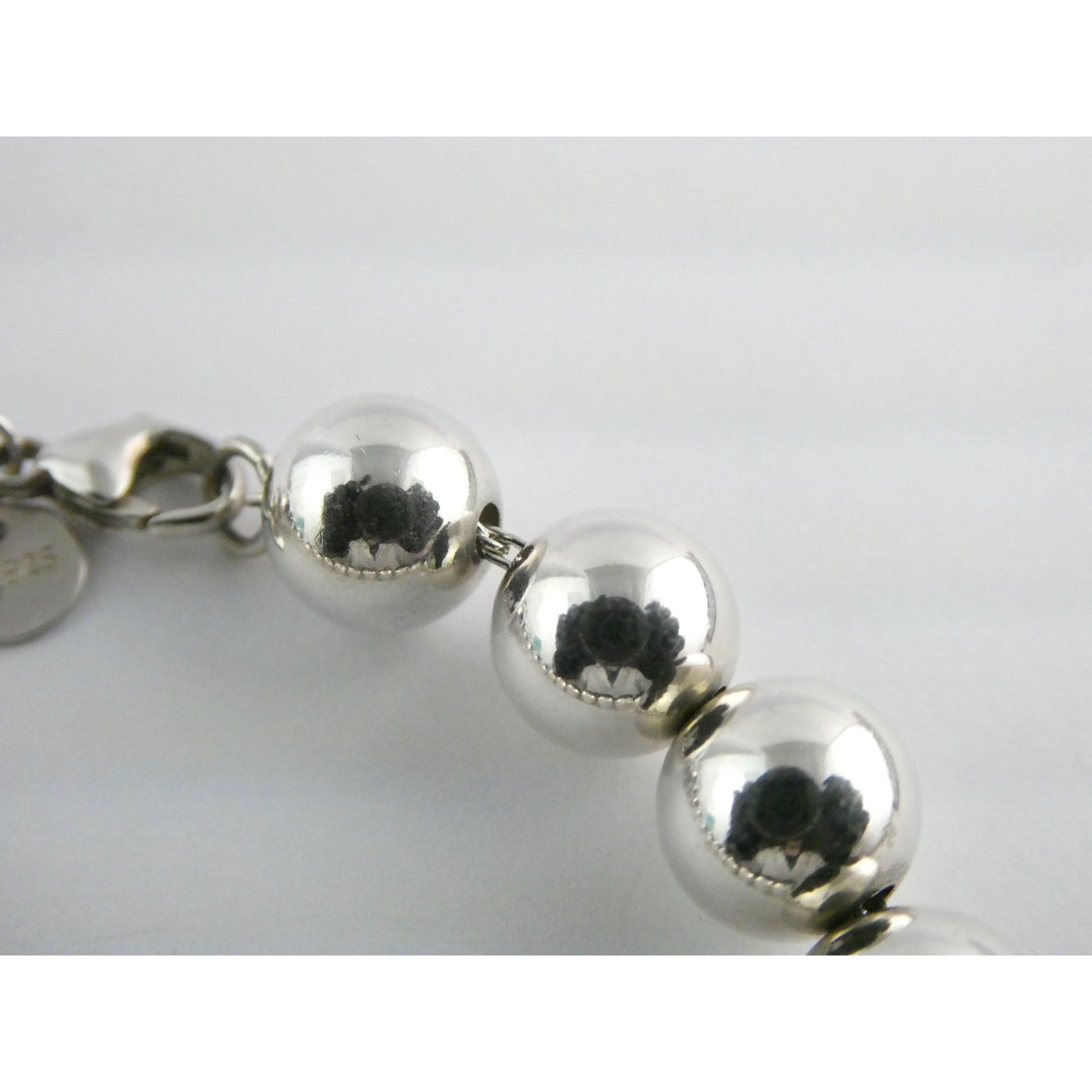 Tiffany and Co Sterling Silver Ball Beaded Bracelet 10mm 17.4g Weight 6.5 Inch