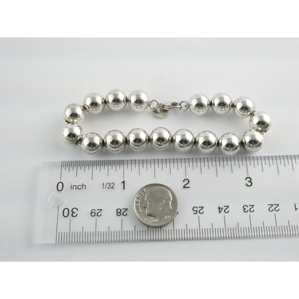 Tiffany and Co Sterling Silver Ball Beaded Bracelet 10mm 17.4g Weight 6.5 Inch