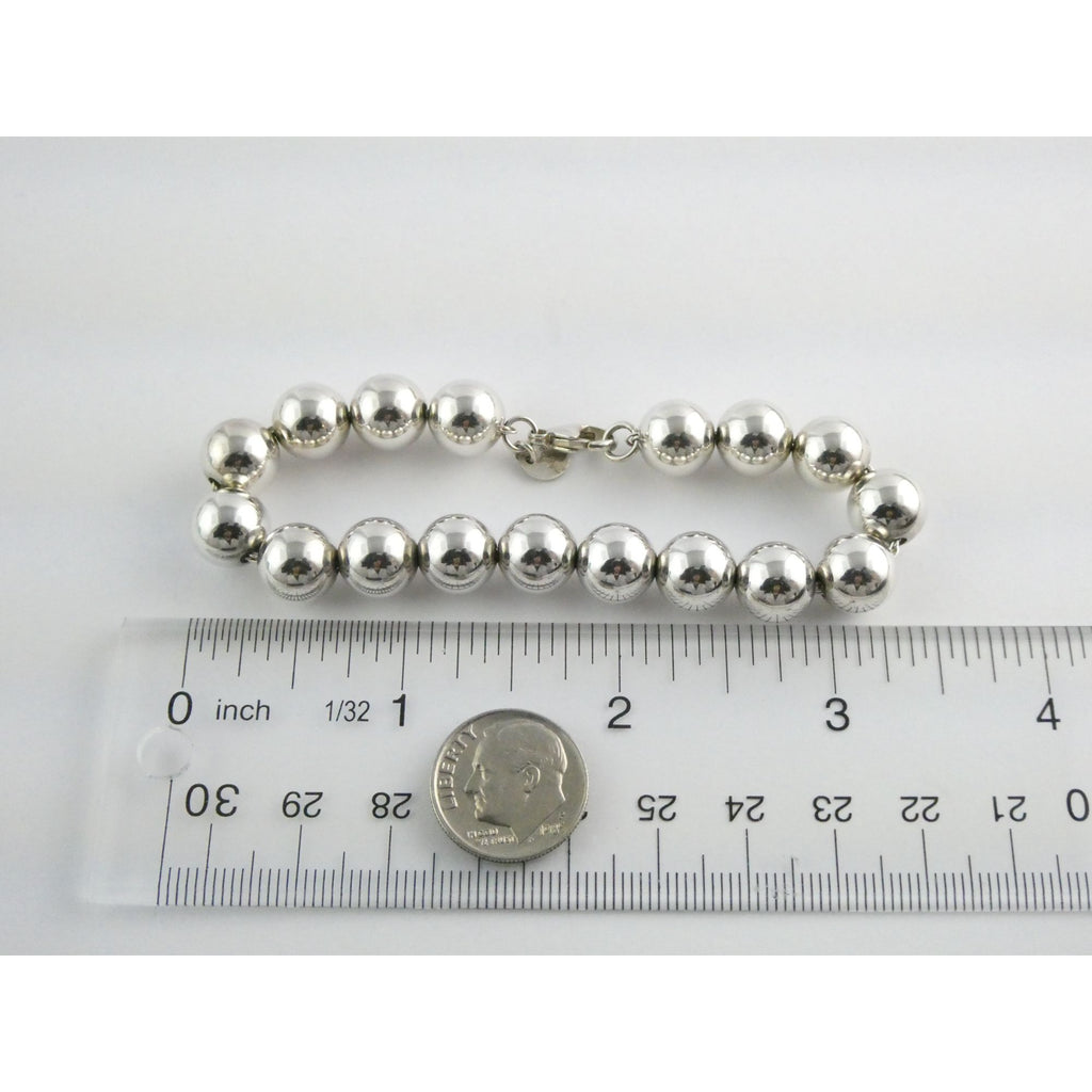 Tiffany and Co Sterling Silver Ball Beaded Bracelet 10mm 17.4g Weight 6.5 Inch