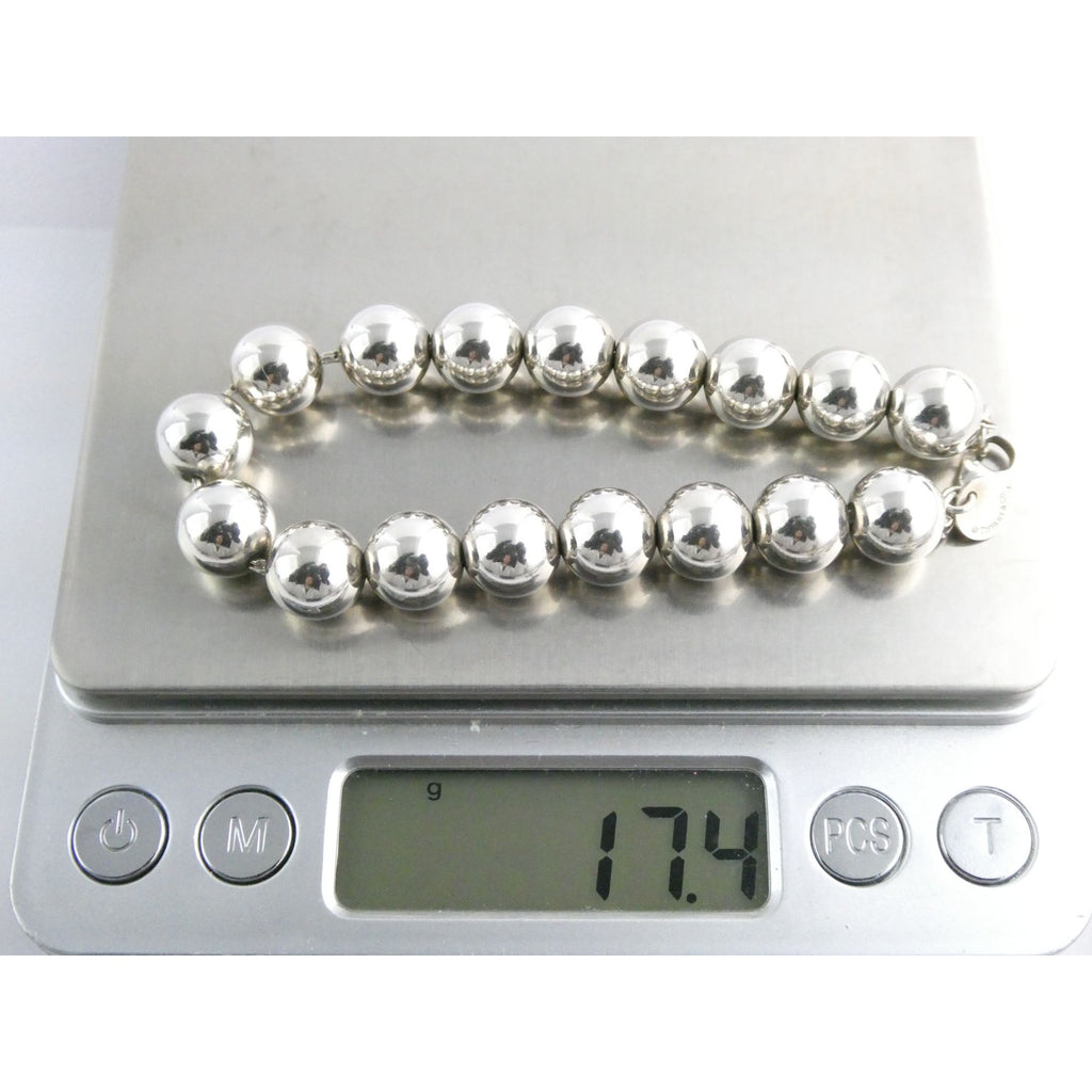 Tiffany and Co Sterling Silver Ball Beaded Bracelet 10mm 17.4g Weight 6.5 Inch