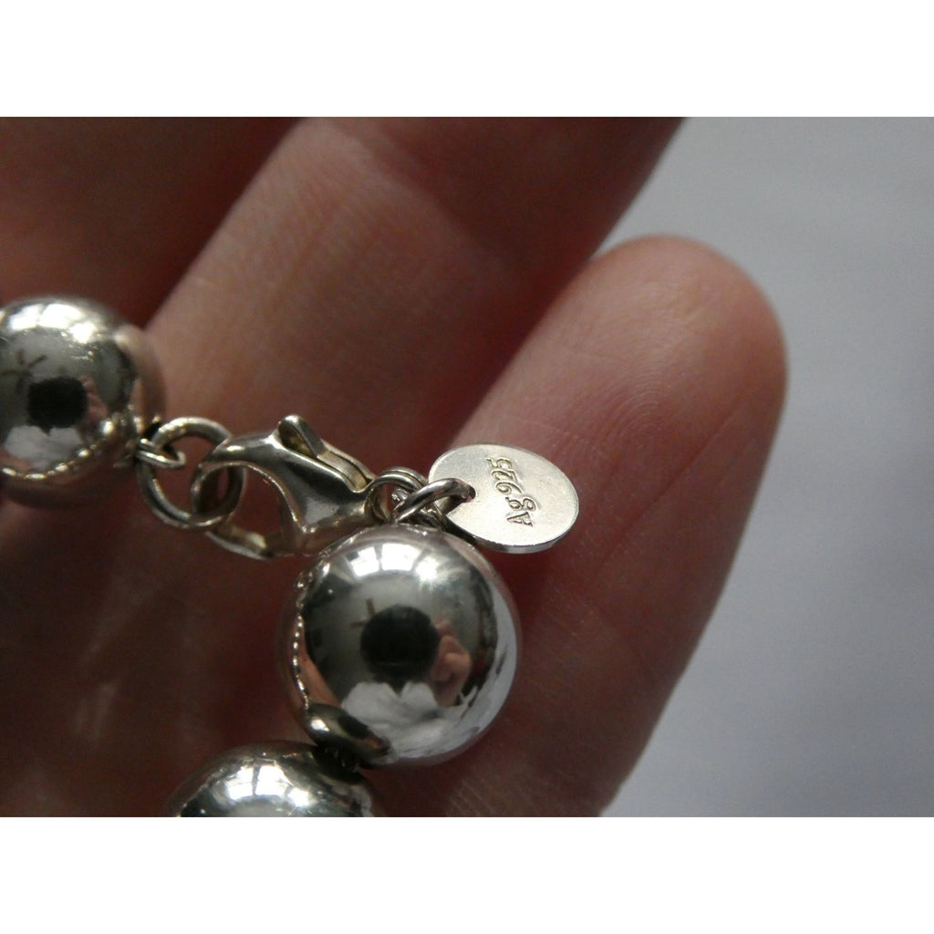 Tiffany and Co Sterling Silver Ball Beaded Bracelet 10mm 17.4g Weight 6.5 Inch