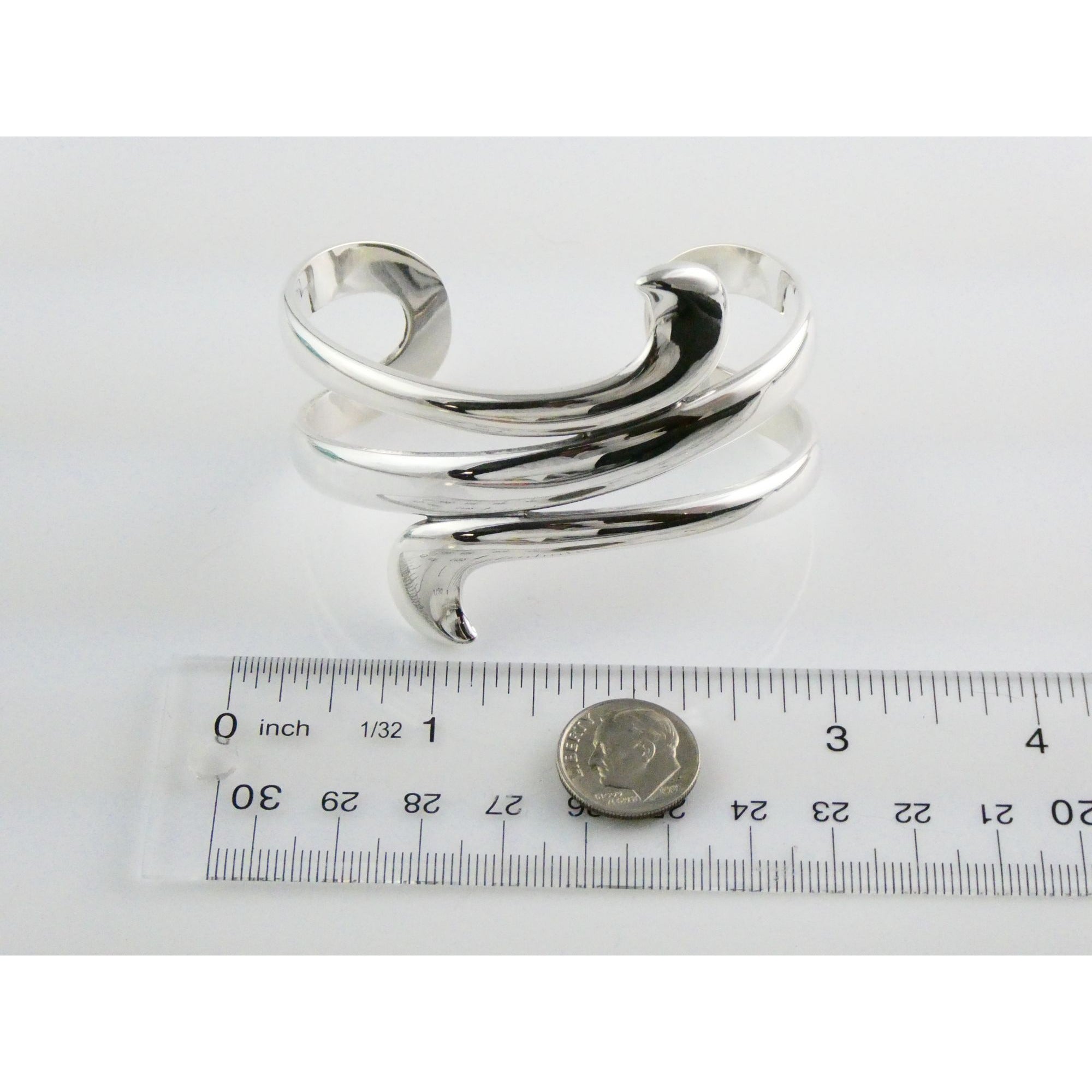 James Avery Sterling Silver Avante Swirl Wave Cuff Bracelet 67g 7 Inches Size