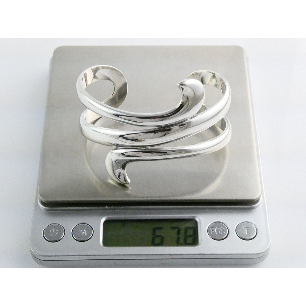 James Avery Sterling Silver Avante Swirl Wave Cuff Bracelet 67g 7 Inches Size