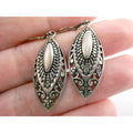 Vintage Silver Cloud Sterling Silver MOP Shell Pointed Oval Dangling Earrings 7g