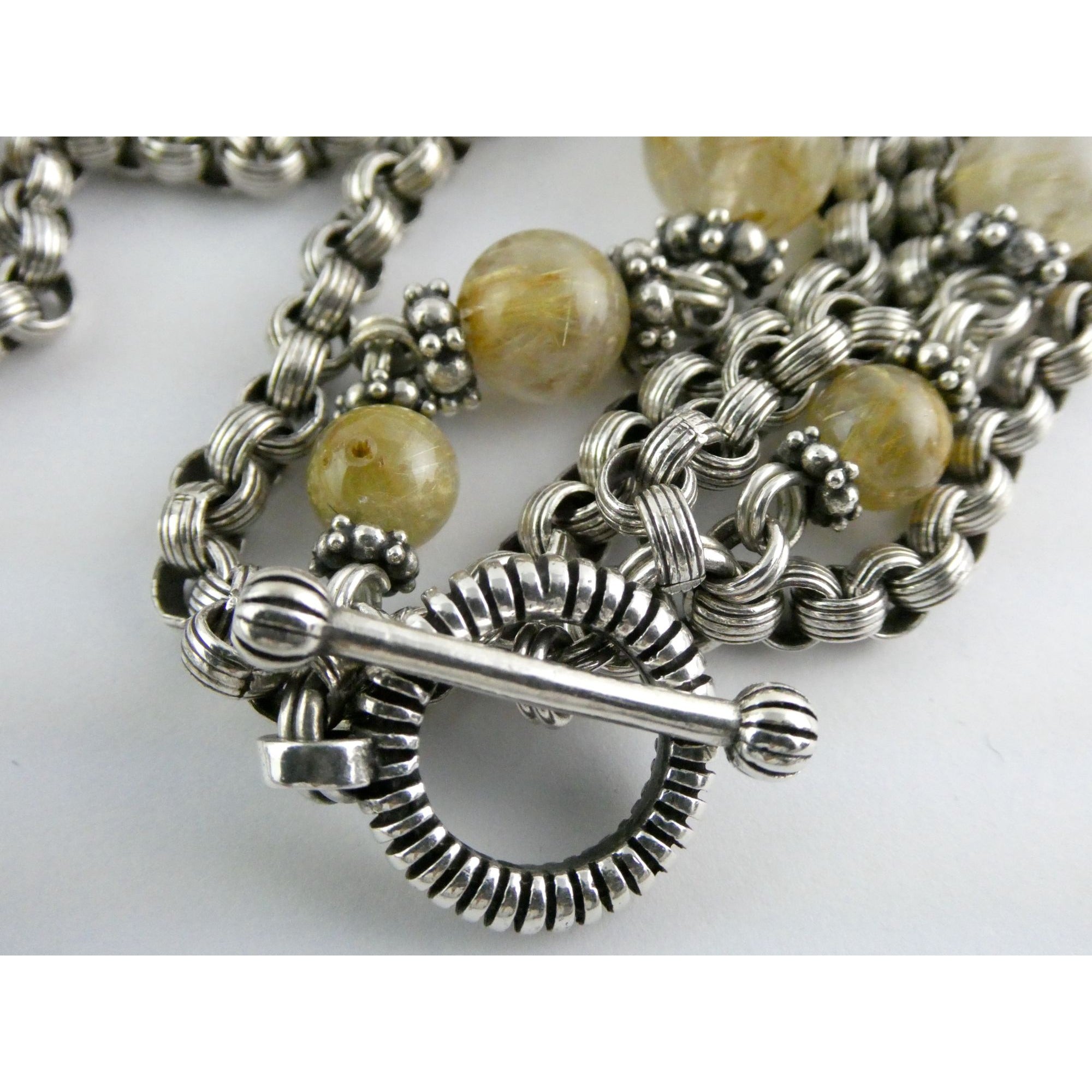 Stephen Dweck Sterling Silver Rutilated Quartz Statement Necklace Bergdorf Pouch