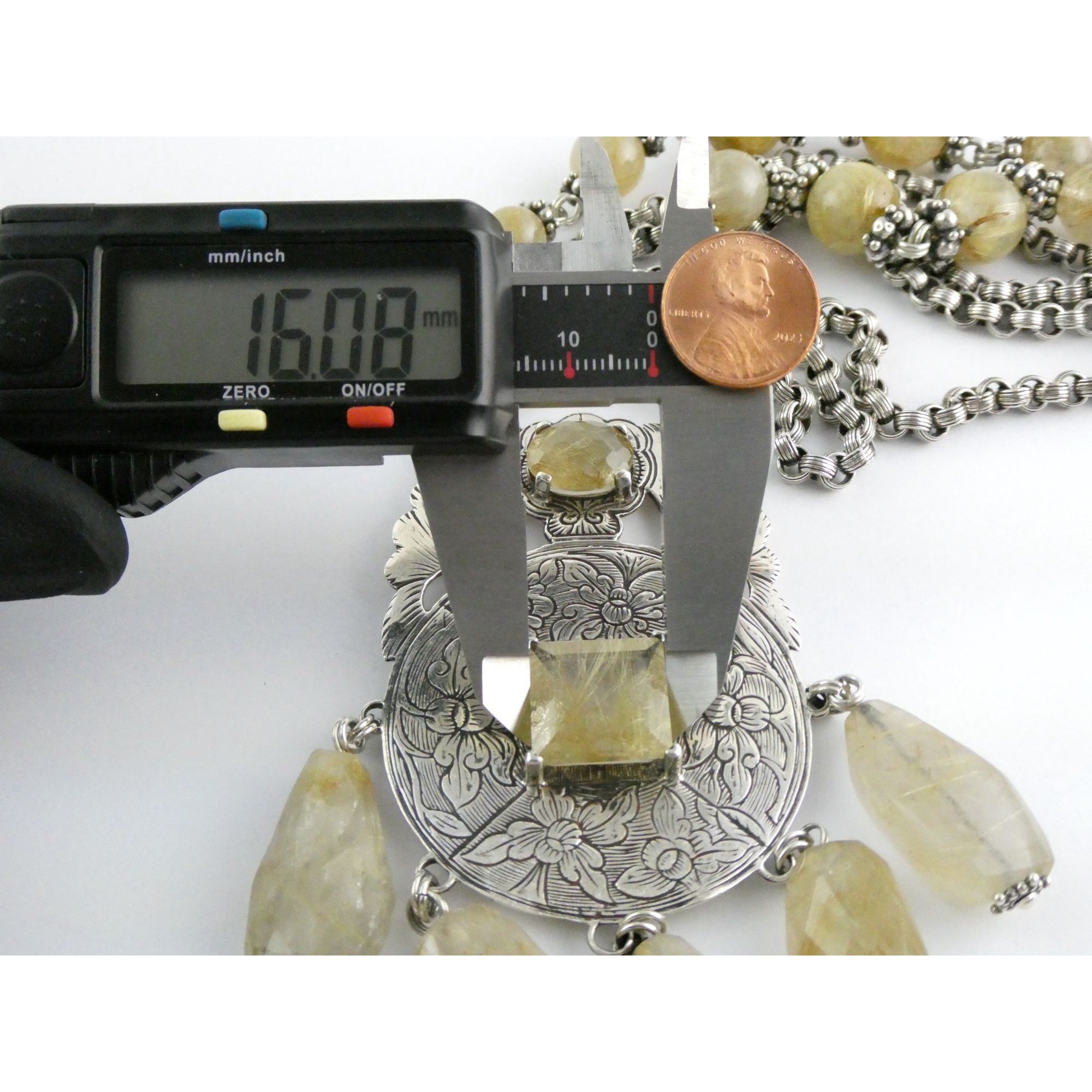 Stephen Dweck Sterling Silver Rutilated Quartz Statement Necklace Bergdorf Pouch