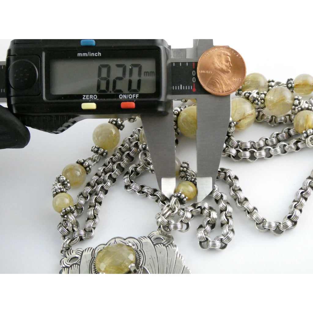 Stephen Dweck Sterling Silver Rutilated Quartz Statement Necklace Bergdorf Pouch