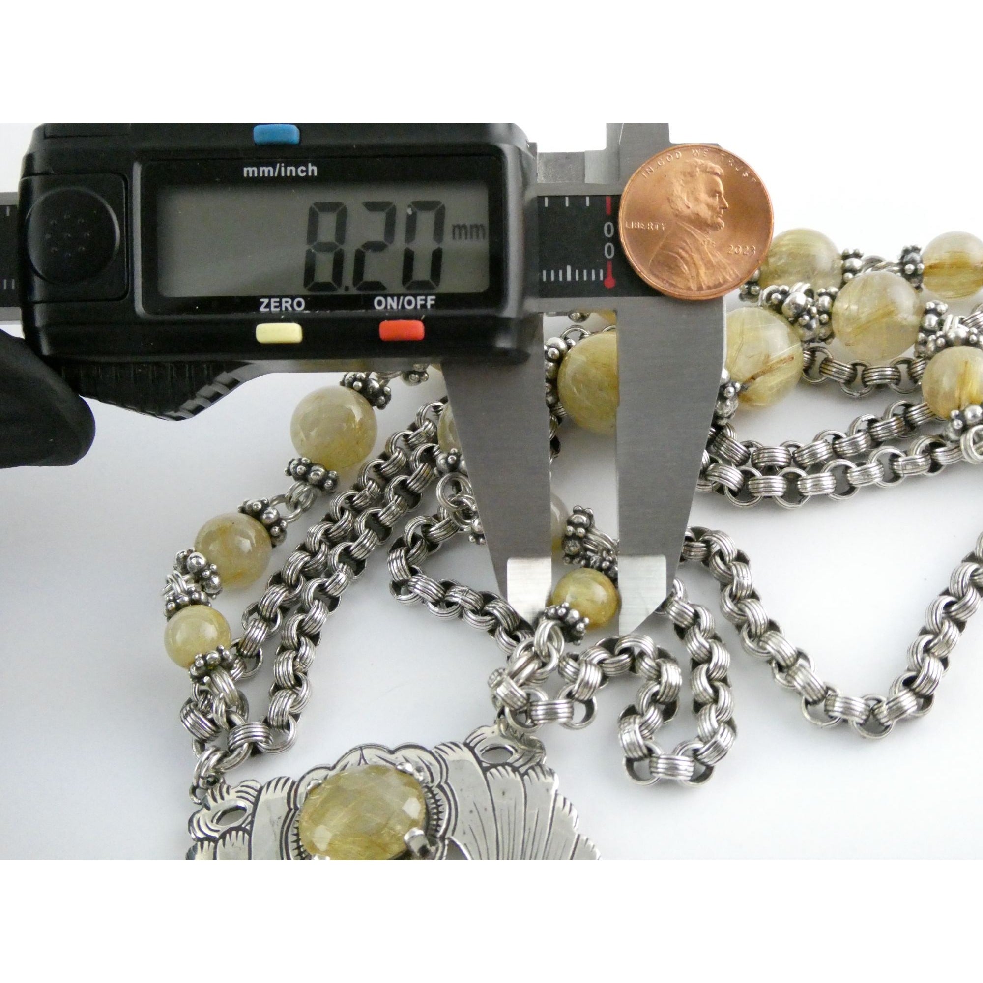 Stephen Dweck Sterling Silver Rutilated Quartz Statement Necklace Bergdorf Pouch