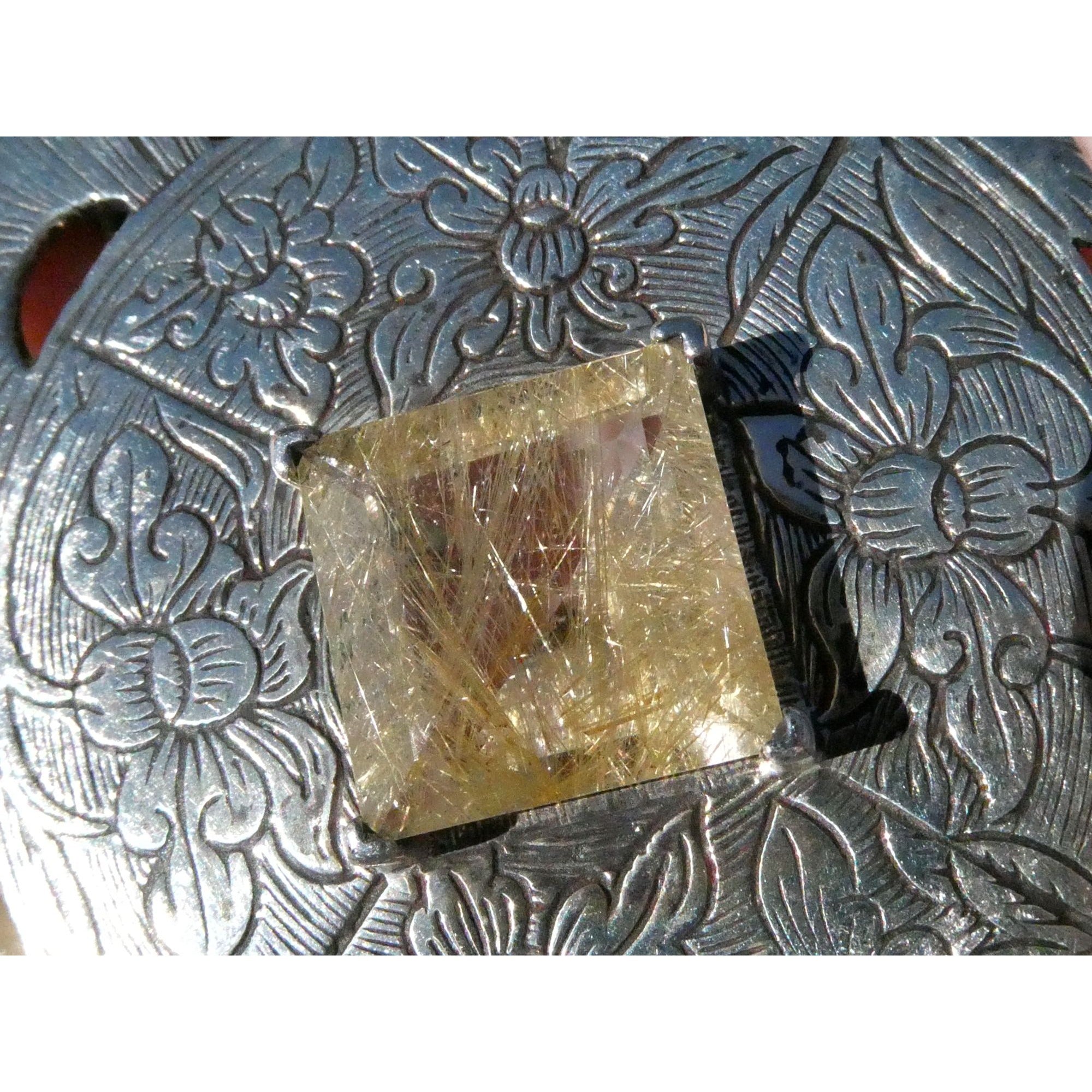 Stephen Dweck Sterling Silver Rutilated Quartz Statement Necklace Bergdorf Pouch