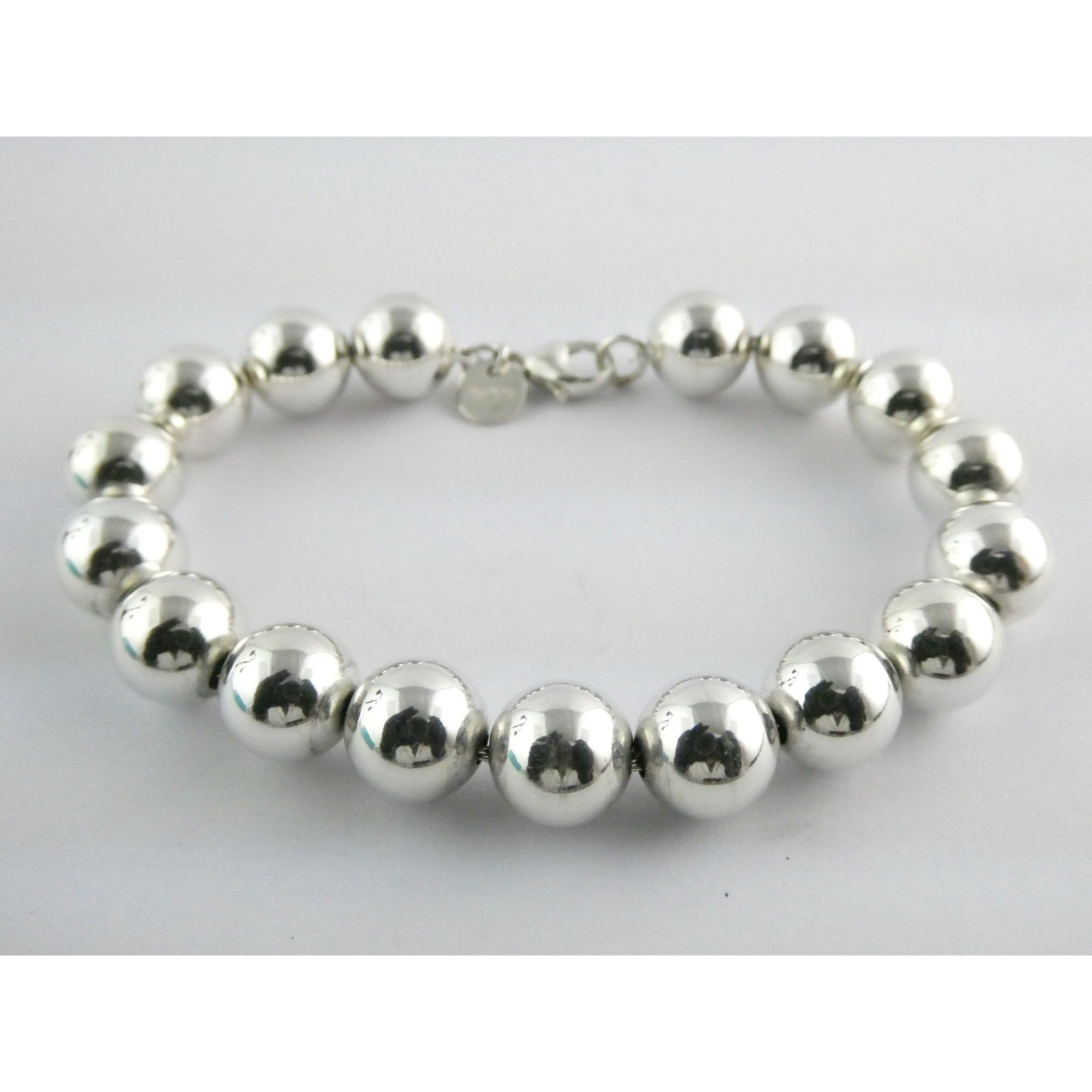 Tiffany and Co Sterling Silver Ball Beaded Bracelet 10 mm 17.4g Weight 6.5 Inch