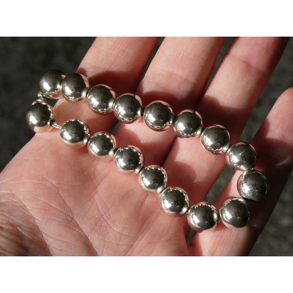 Tiffany and Co Sterling Silver Ball Beaded Bracelet 10 mm 17.4g Weight 6.5 Inch