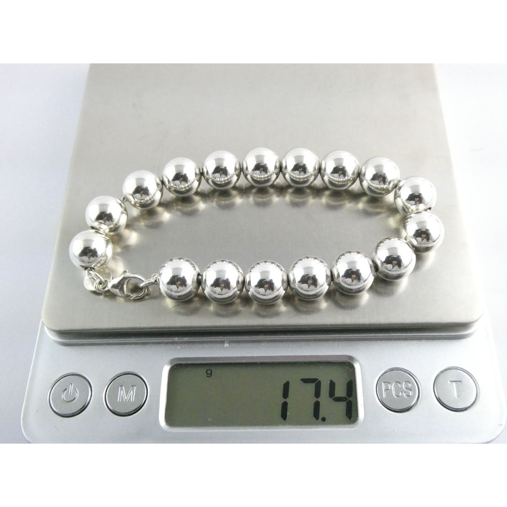 Tiffany and Co Sterling Silver Ball Beaded Bracelet 10 mm 17.4g Weight 6.5 Inch