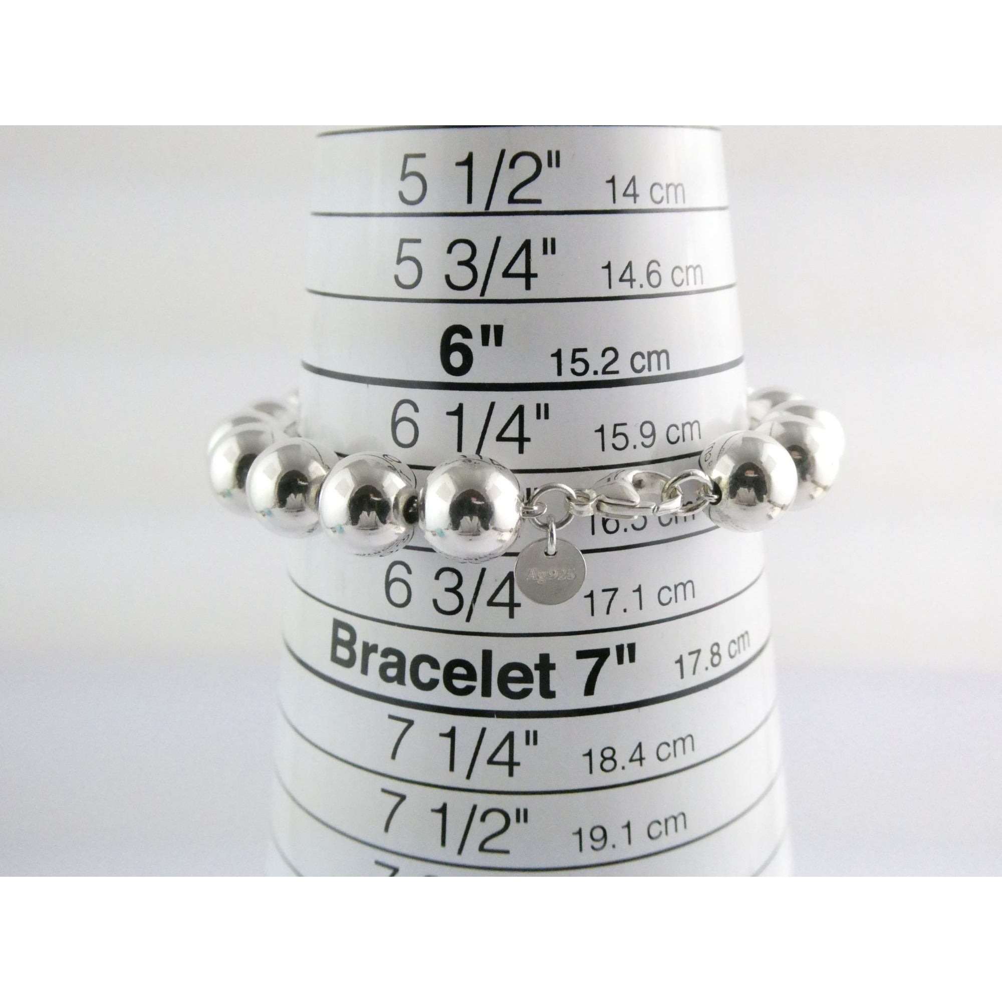 Tiffany and Co Sterling Silver Ball Beaded Bracelet 10 mm 17.4g Weight 6.5 Inch