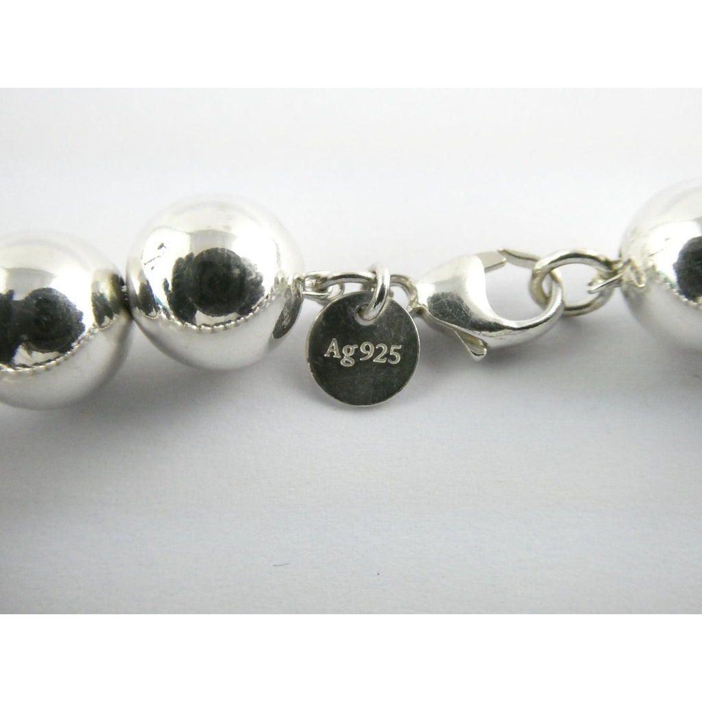 Tiffany and Co Sterling Silver Ball Beaded Bracelet 10 mm 17.4g Weight 6.5 Inch