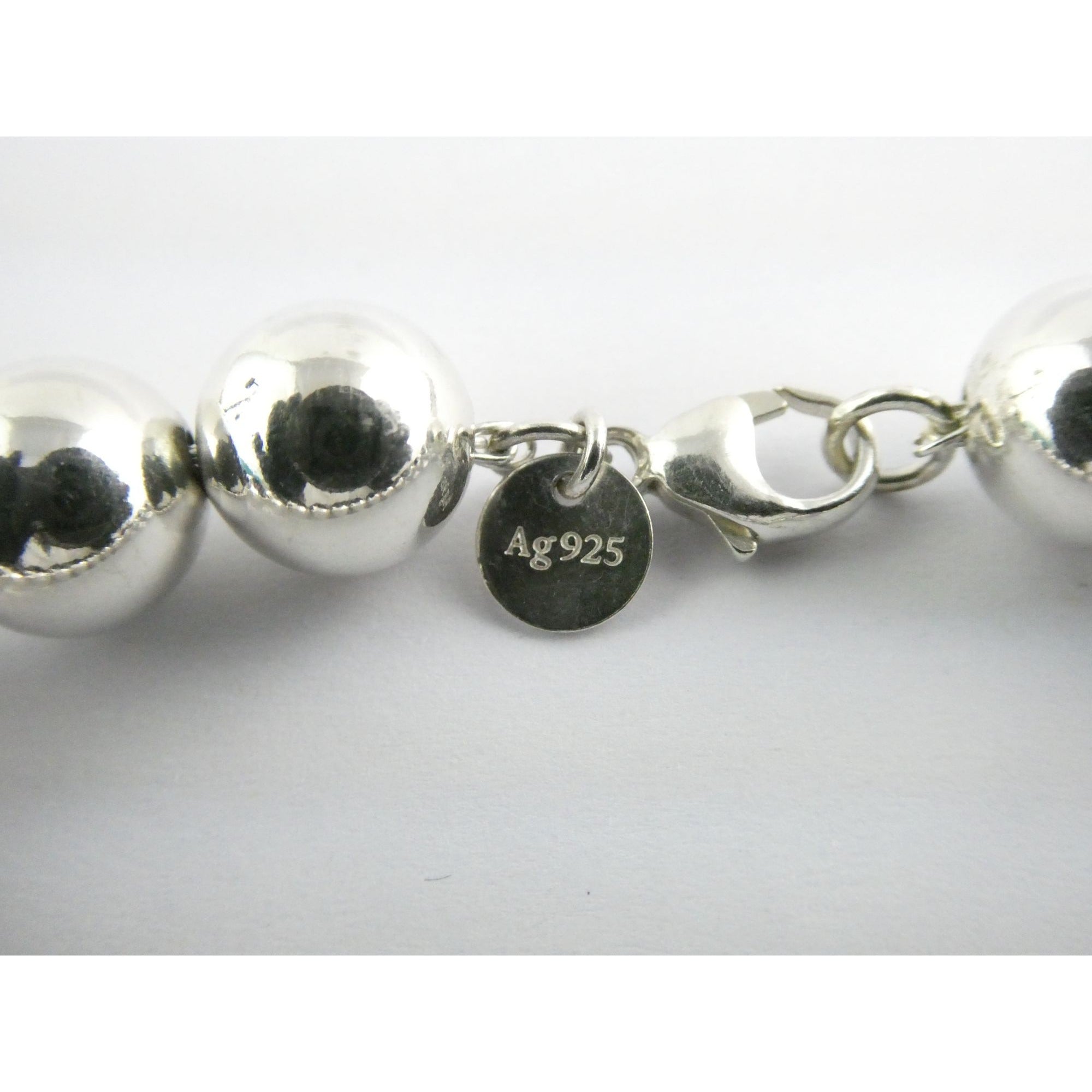 Tiffany and Co Sterling Silver Ball Beaded Bracelet 10 mm 17.4g Weight 6.5 Inch