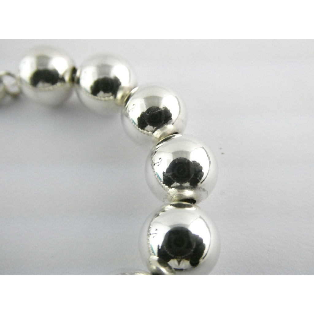 Tiffany and Co Sterling Silver Ball Beaded Bracelet 10 mm 17.4g Weight 6.5 Inch