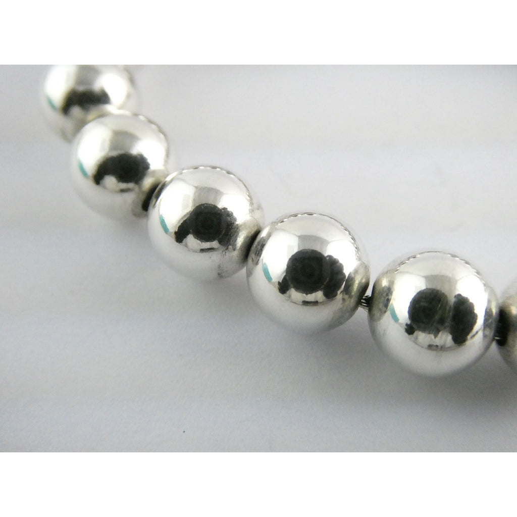 Tiffany and Co Sterling Silver Ball Beaded Bracelet 10 mm 17.4g Weight 6.5 Inch