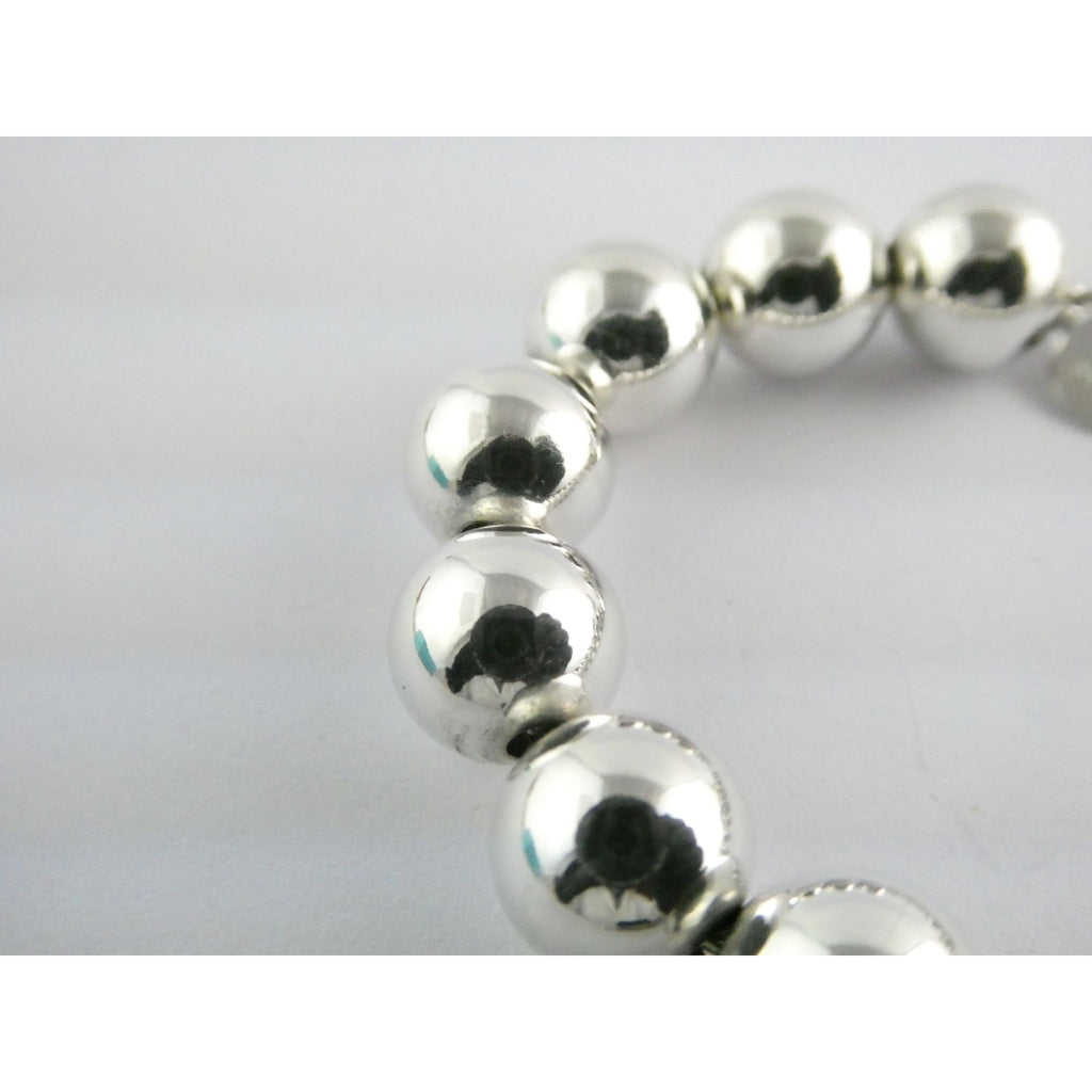 Tiffany and Co Sterling Silver Ball Beaded Bracelet 10 mm 17.4g Weight 6.5 Inch