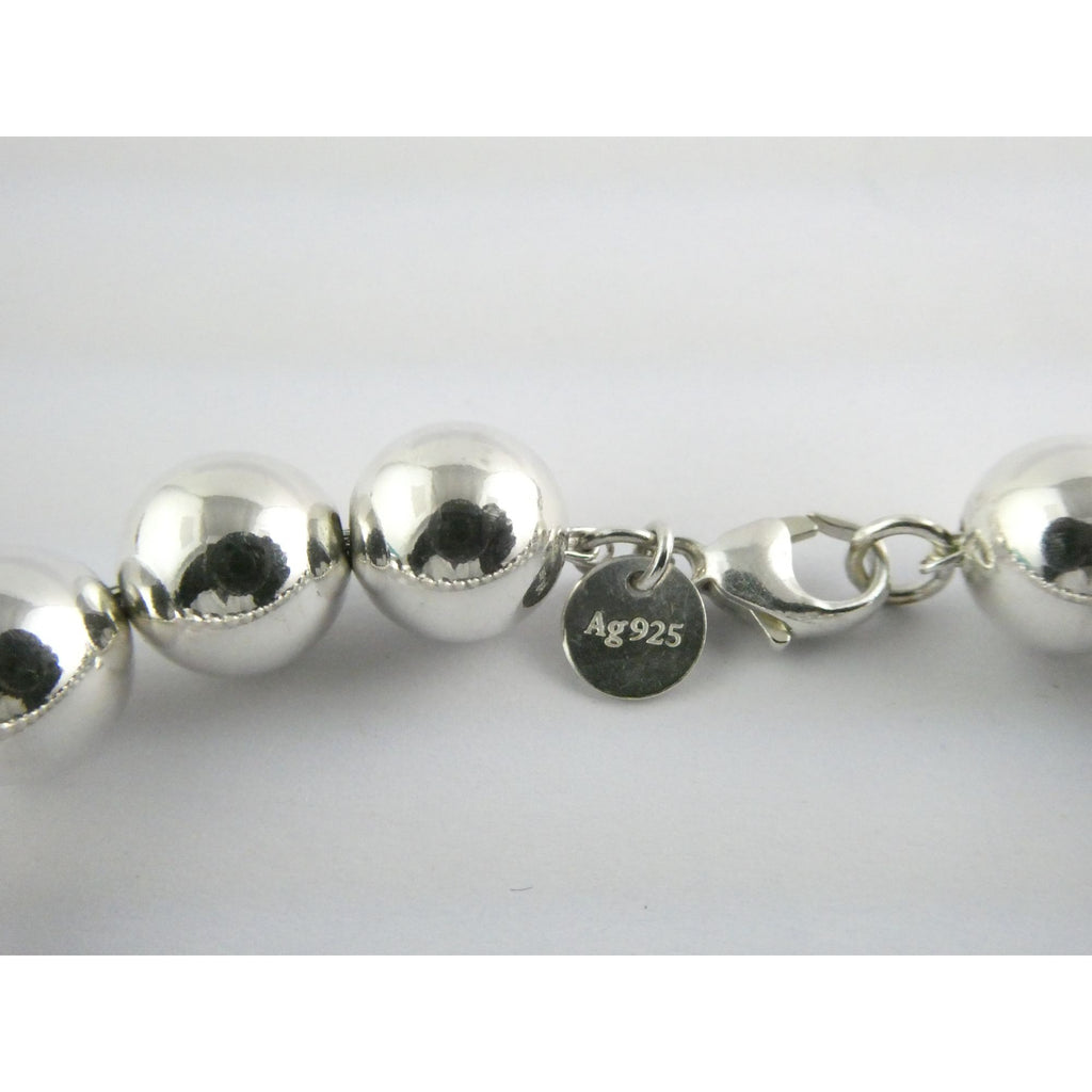 Tiffany and Co Sterling Silver Ball Beaded Bracelet 10 mm 17.4g Weight 6.5 Inch