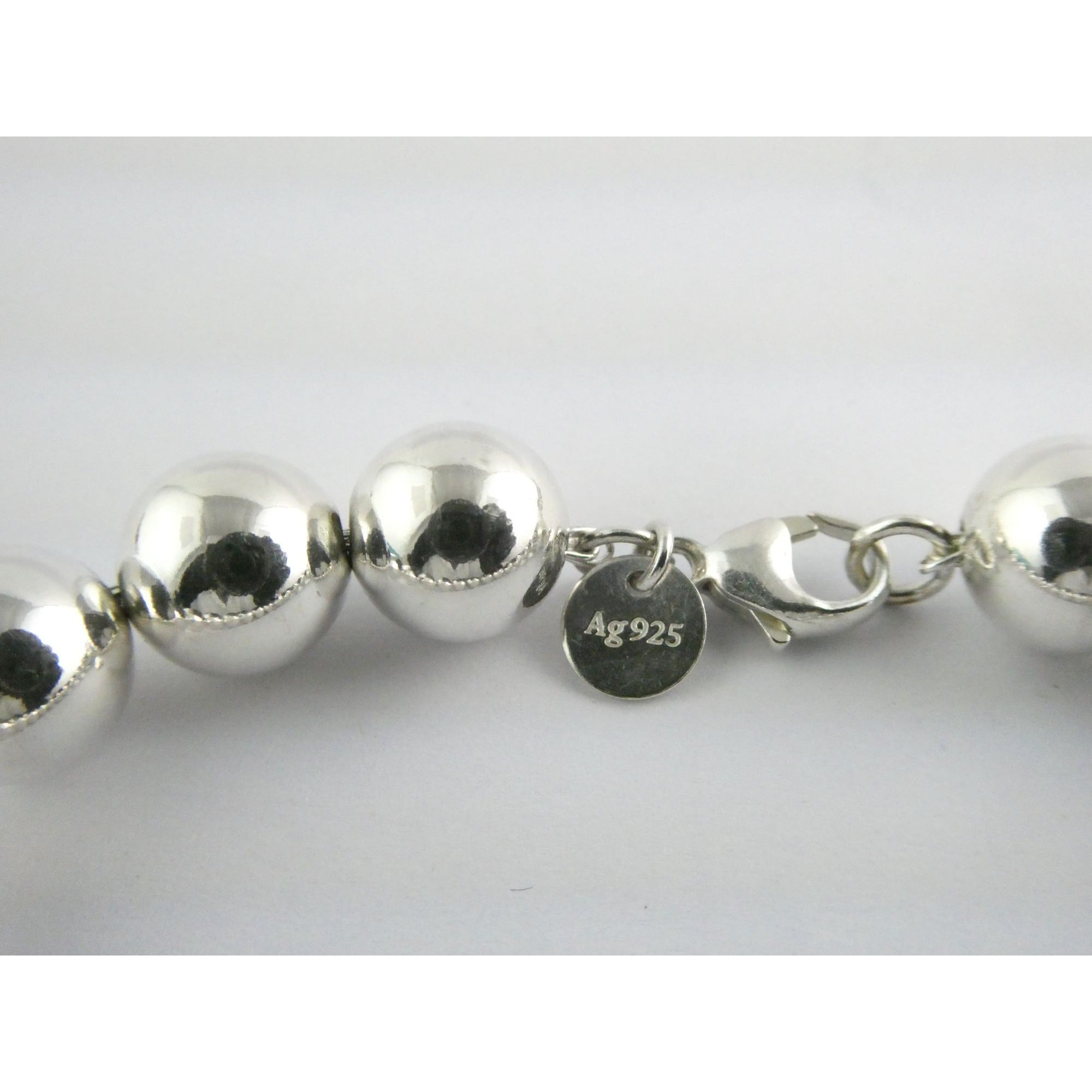 Tiffany and Co Sterling Silver Ball Beaded Bracelet 10 mm 17.4g Weight 6.5 Inch