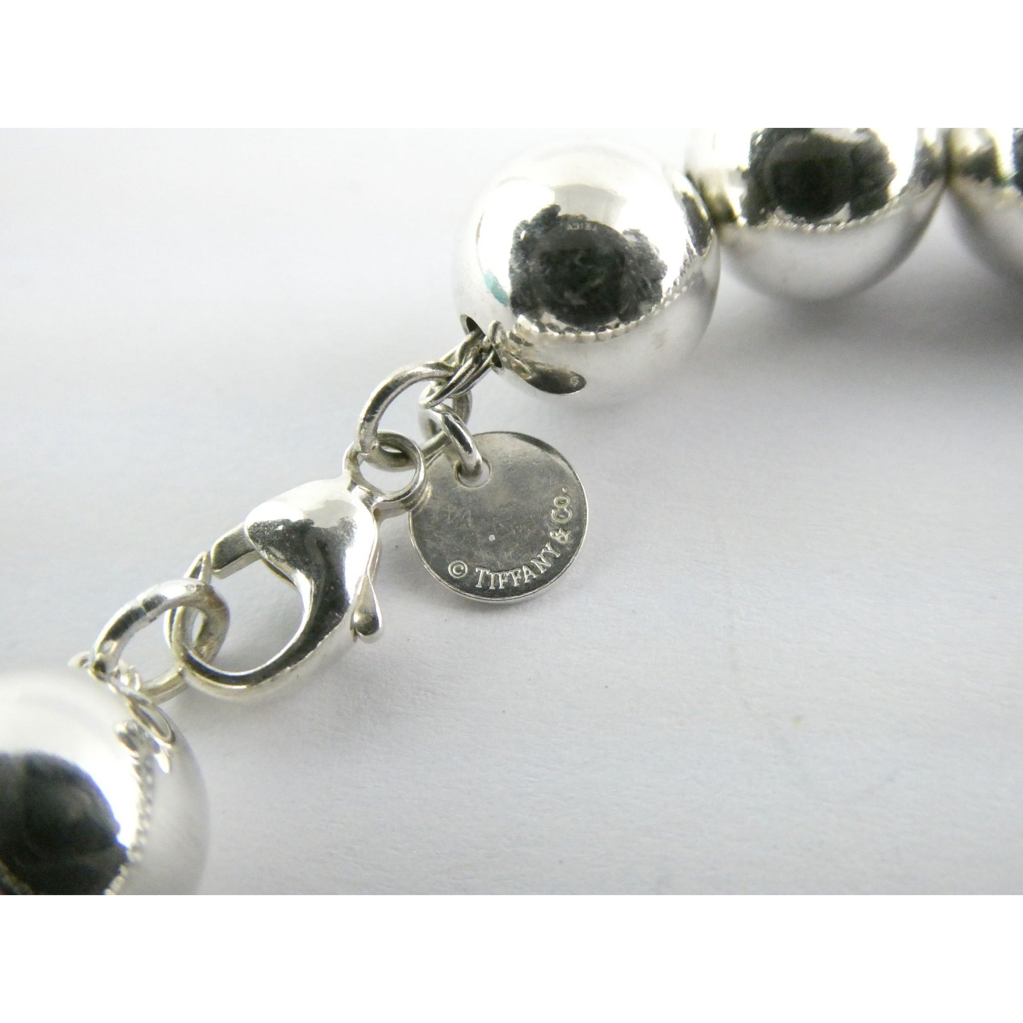 Tiffany and Co Sterling Silver Ball Beaded Bracelet 10 mm 17.4g Weight 6.5 Inch