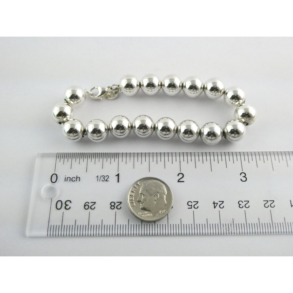 Tiffany and Co Sterling Silver Ball Beaded Bracelet 10 mm 17.4g Weight 6.5 Inch