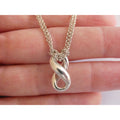 Tiffany and Co Sterling Silver Double Chain Infinity Pendant Necklace 925 15 In