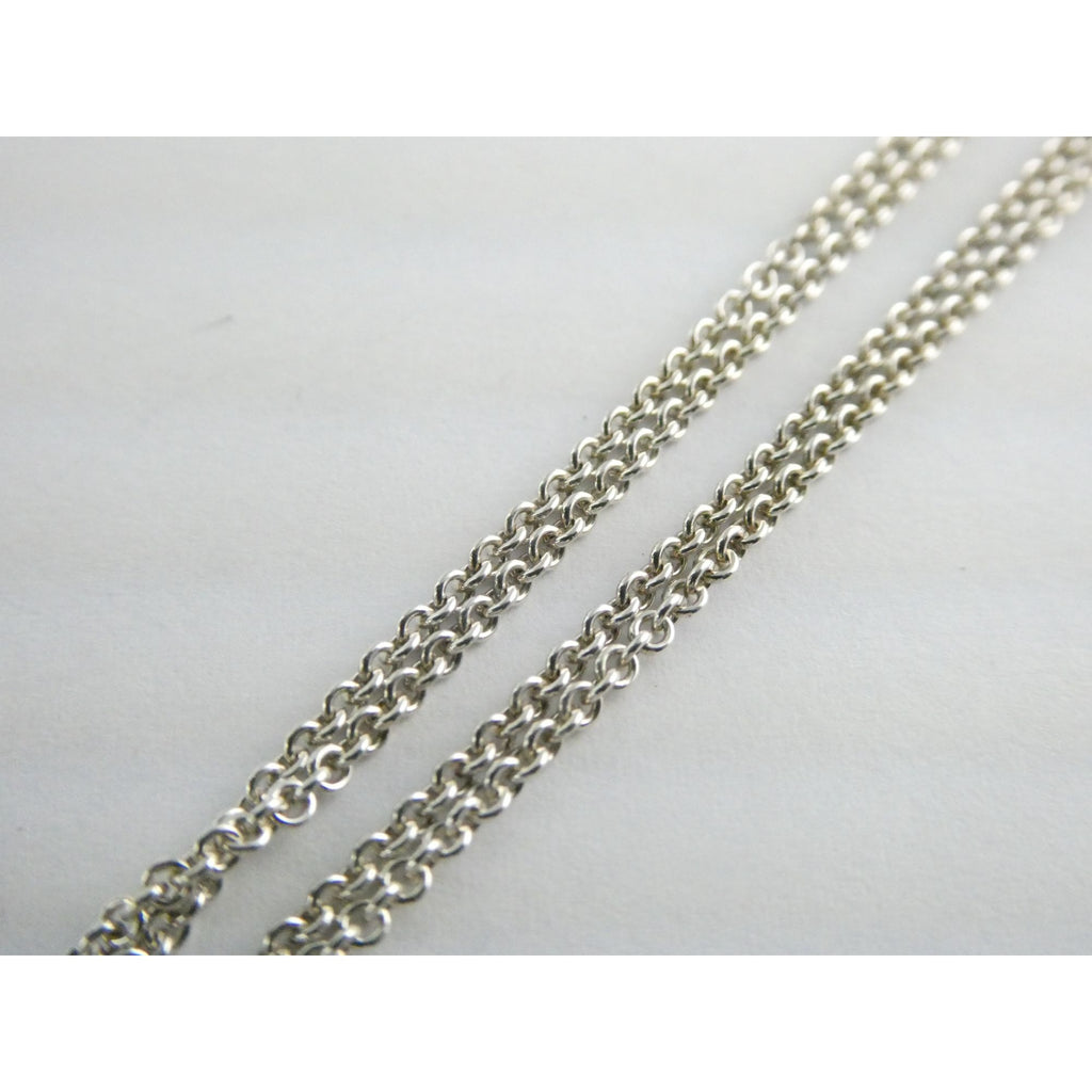 Tiffany and Co Sterling Silver Double Chain Infinity Pendant Necklace 925 15 In