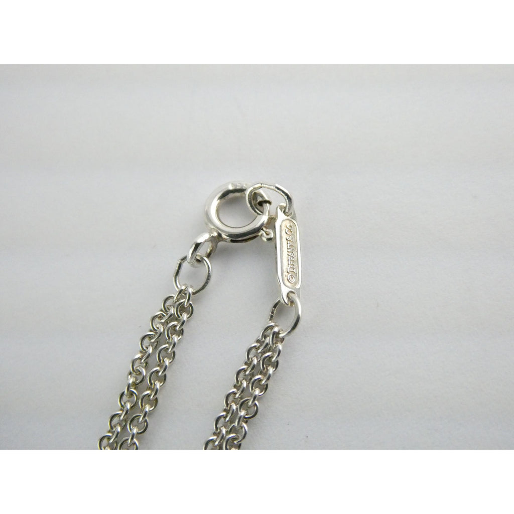 Tiffany and Co Sterling Silver Double Chain Infinity Pendant Necklace 925 15 In