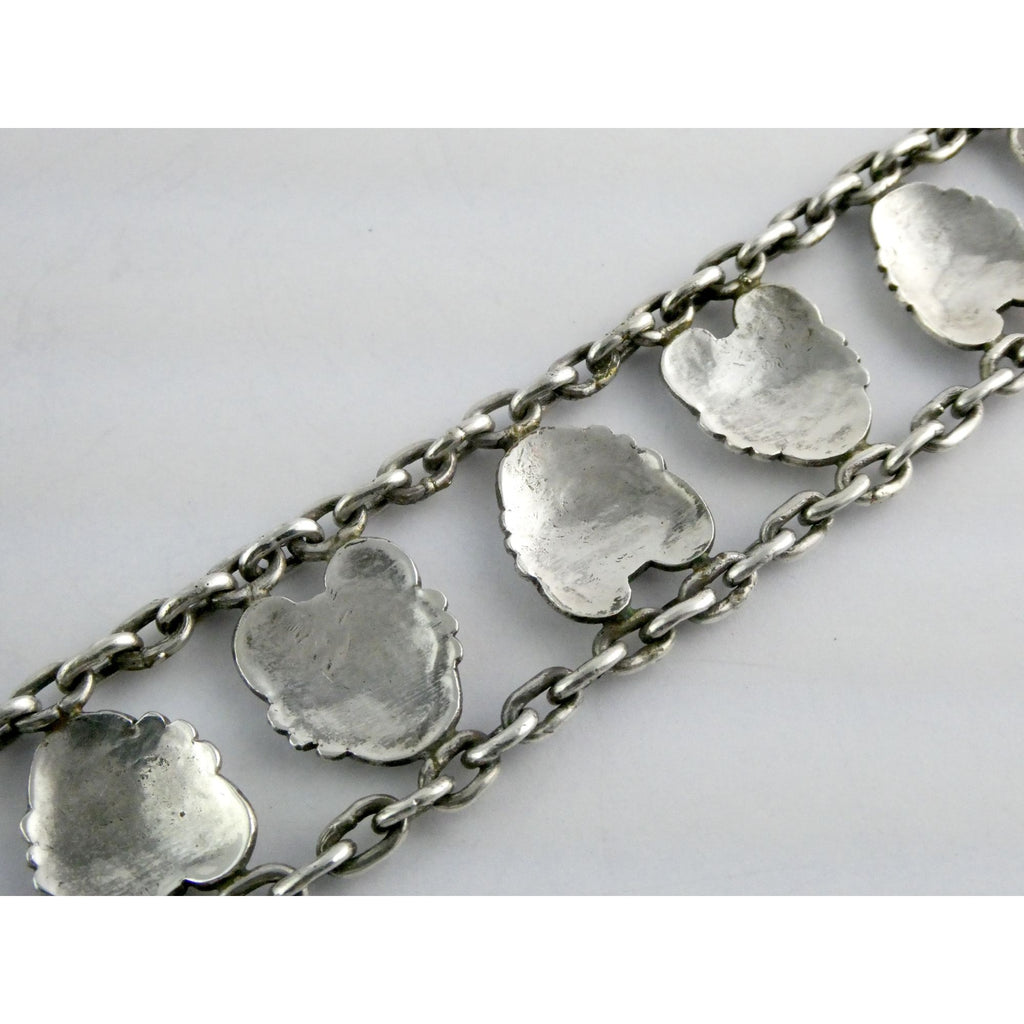 Hector Aquilar 940 Sterling Silver Medallion Link Bracelet Mexico 6 3/8 Inches