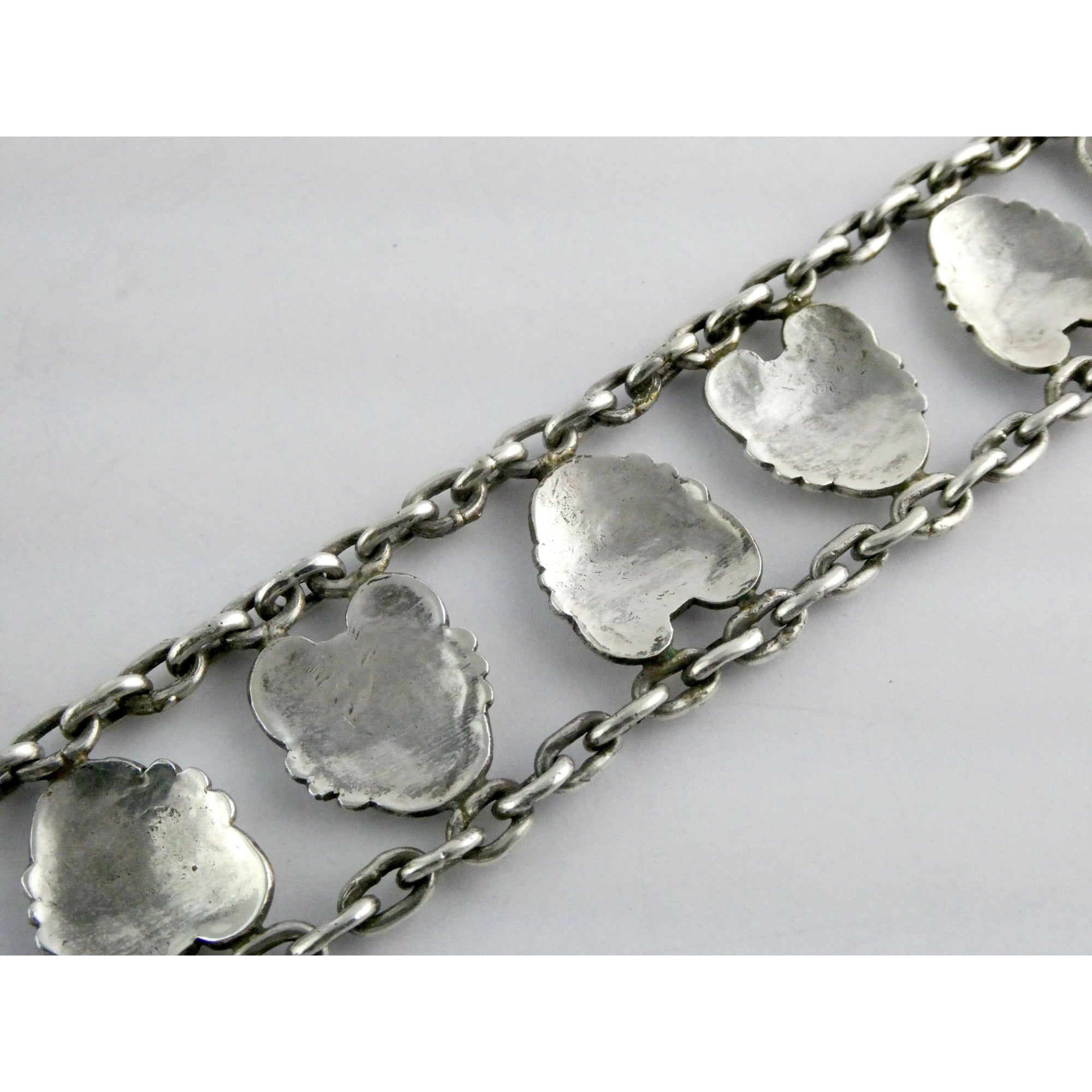 Hector Aquilar 940 Sterling Silver Medallion Link Bracelet Mexico 6 3/8 Inches